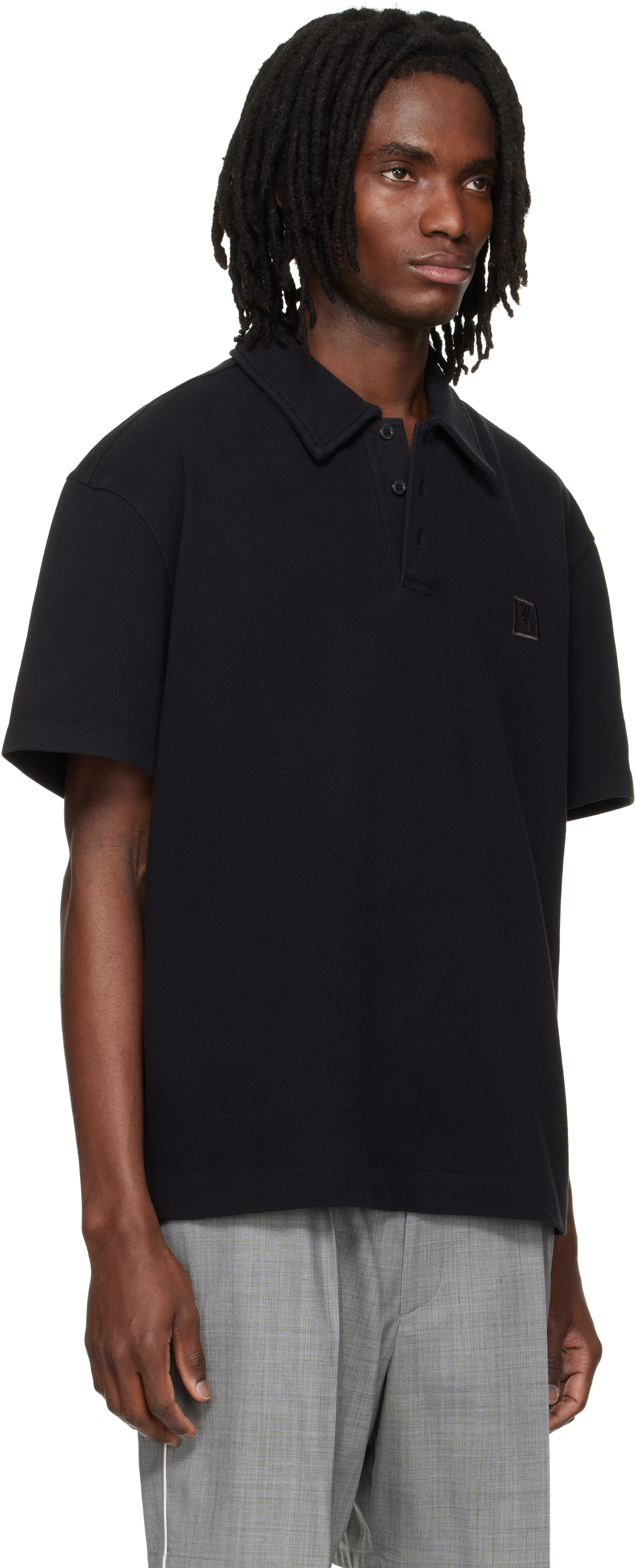 WOOYOUNGMI: Black Back Logo Polo | SSENSE