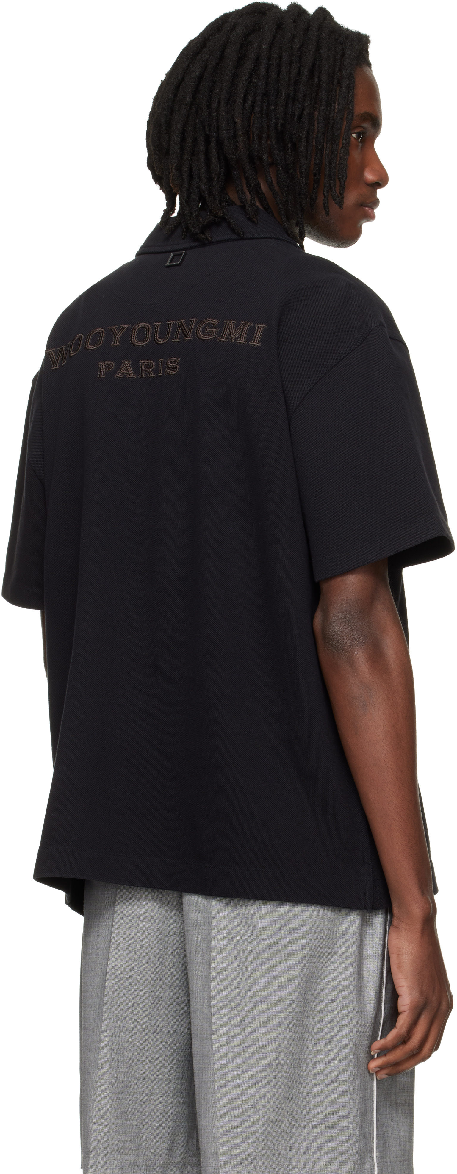 WOOYOUNGMI: Black Back Logo Polo | SSENSE