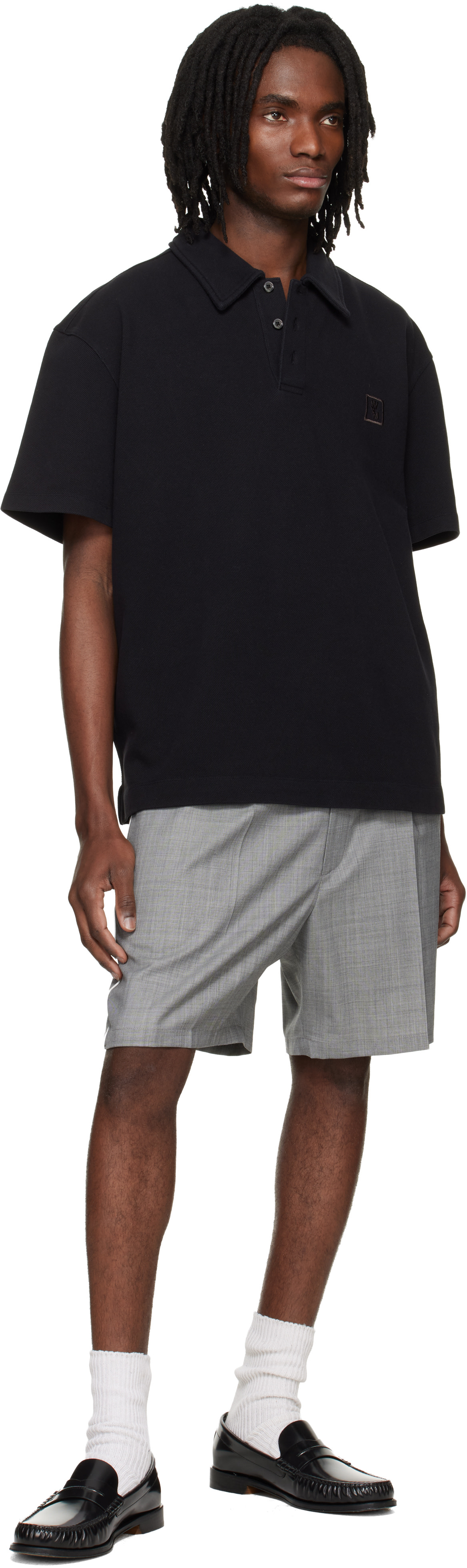 WOOYOUNGMI: Black Back Logo Polo | SSENSE