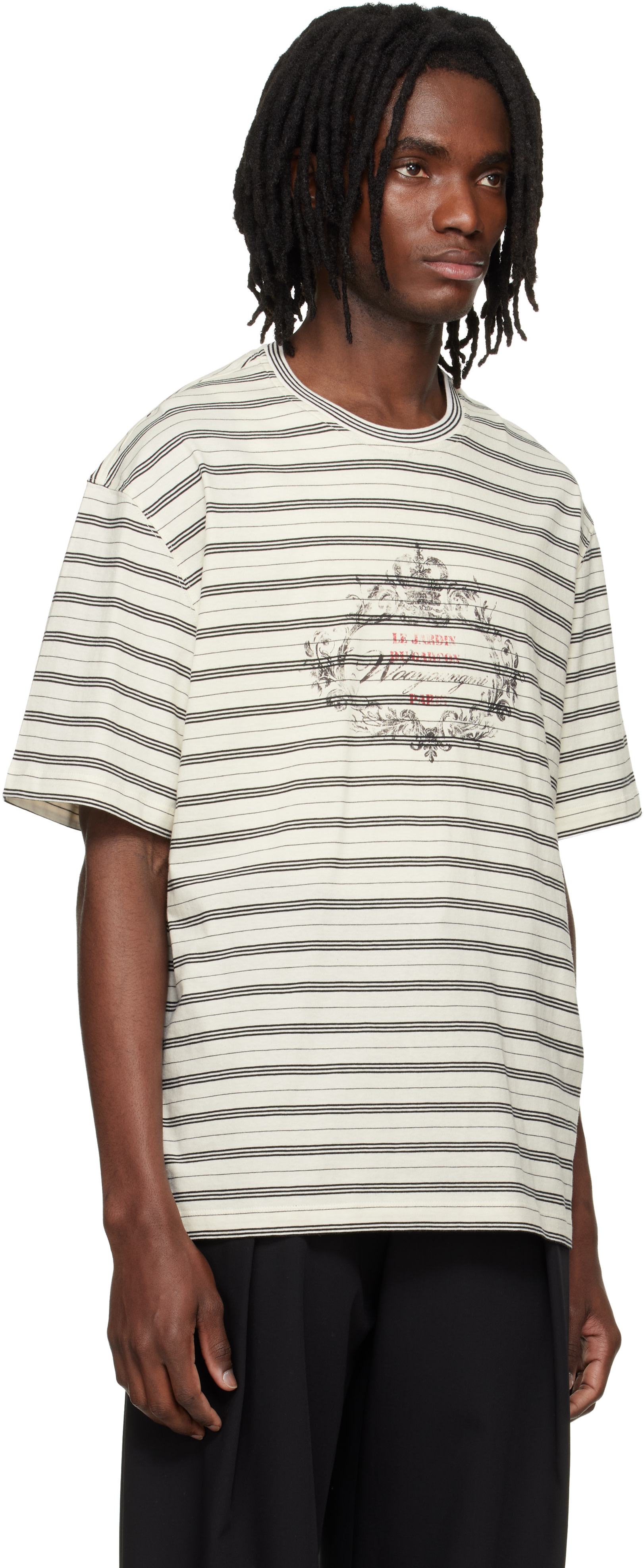 WOOYOUNGMI: Off-White Striped T-shirt | SSENSE