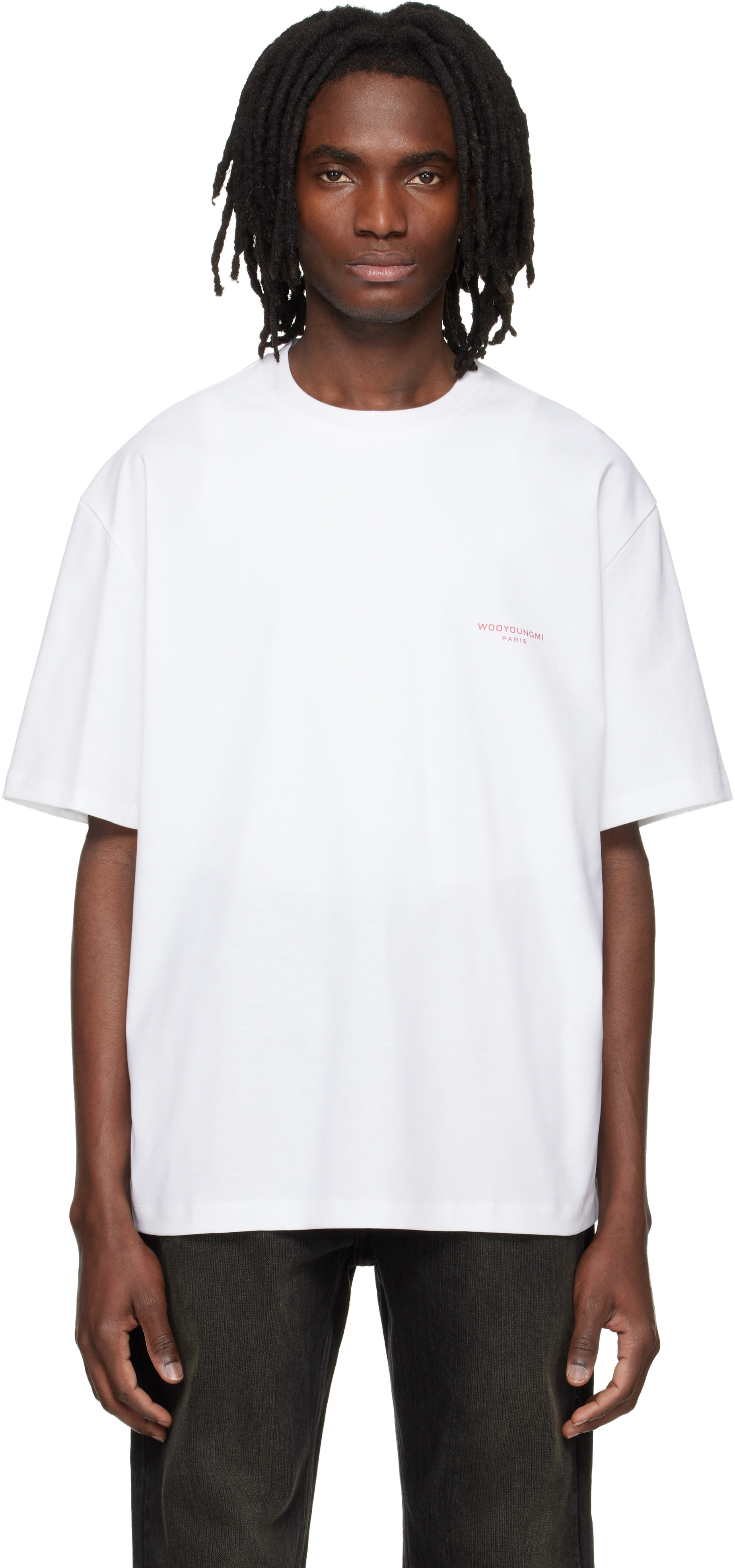 WOOYOUNGMI: ホワイト Tuft Embroidered Back Logo Tシャツ | SSENSE 日本