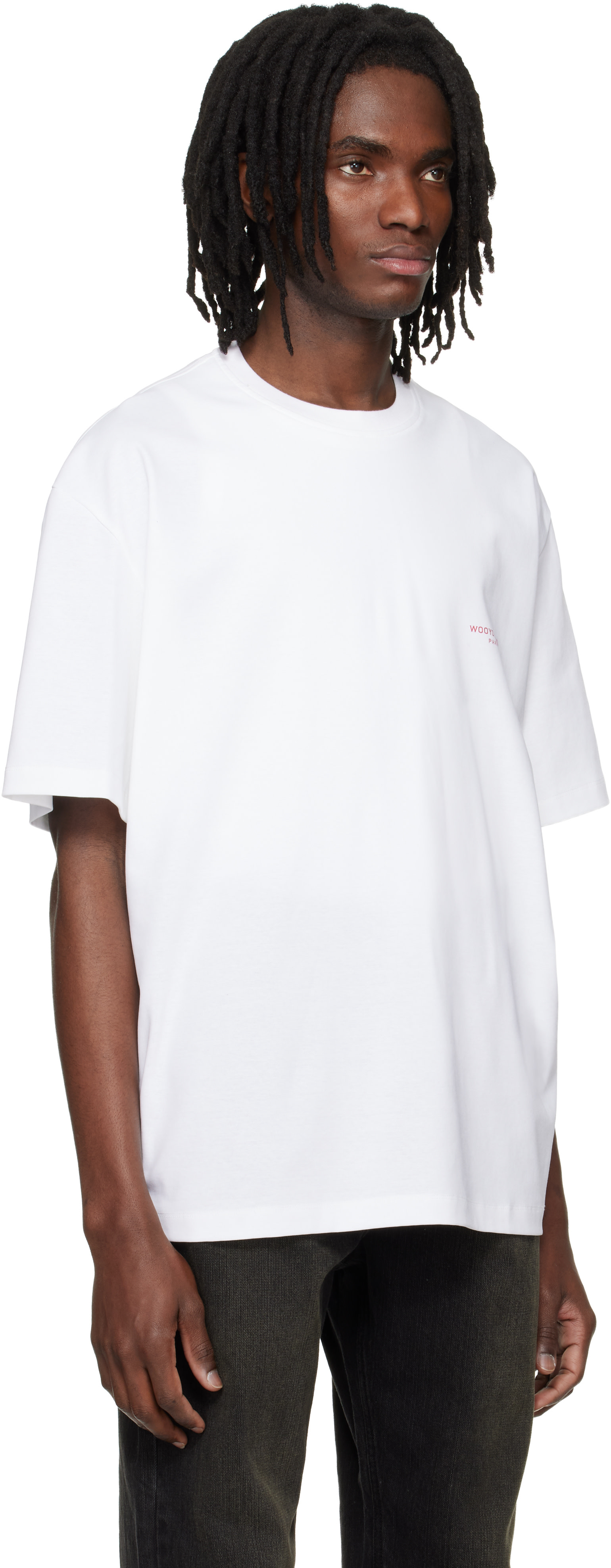 WOOYOUNGMI: White Tuft Embroidered Back Logo T-shirt | SSENSE Canada