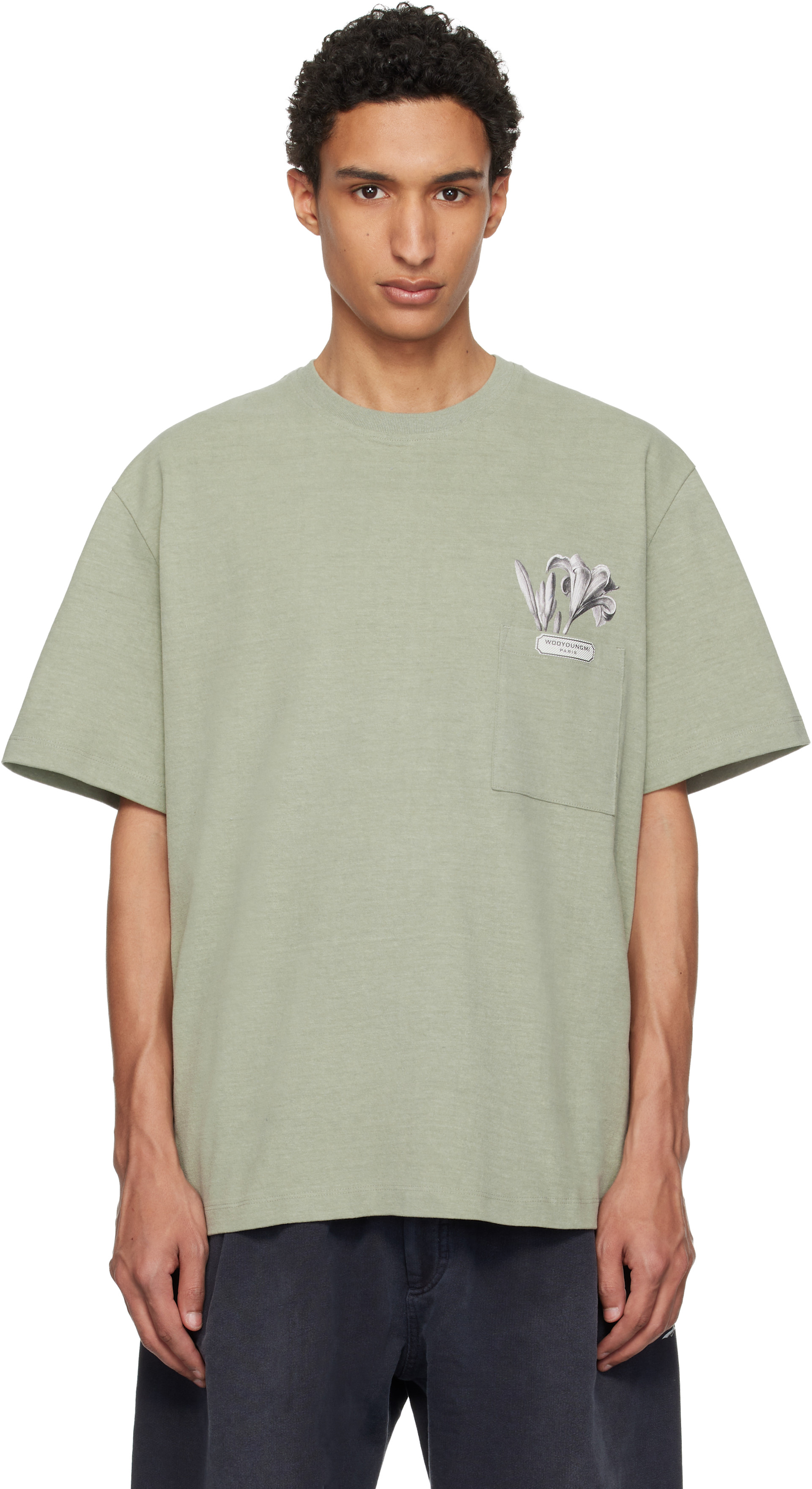WOOYOUNGMI: カーキ Flower Back ロゴ Tシャツ | SSENSE 日本