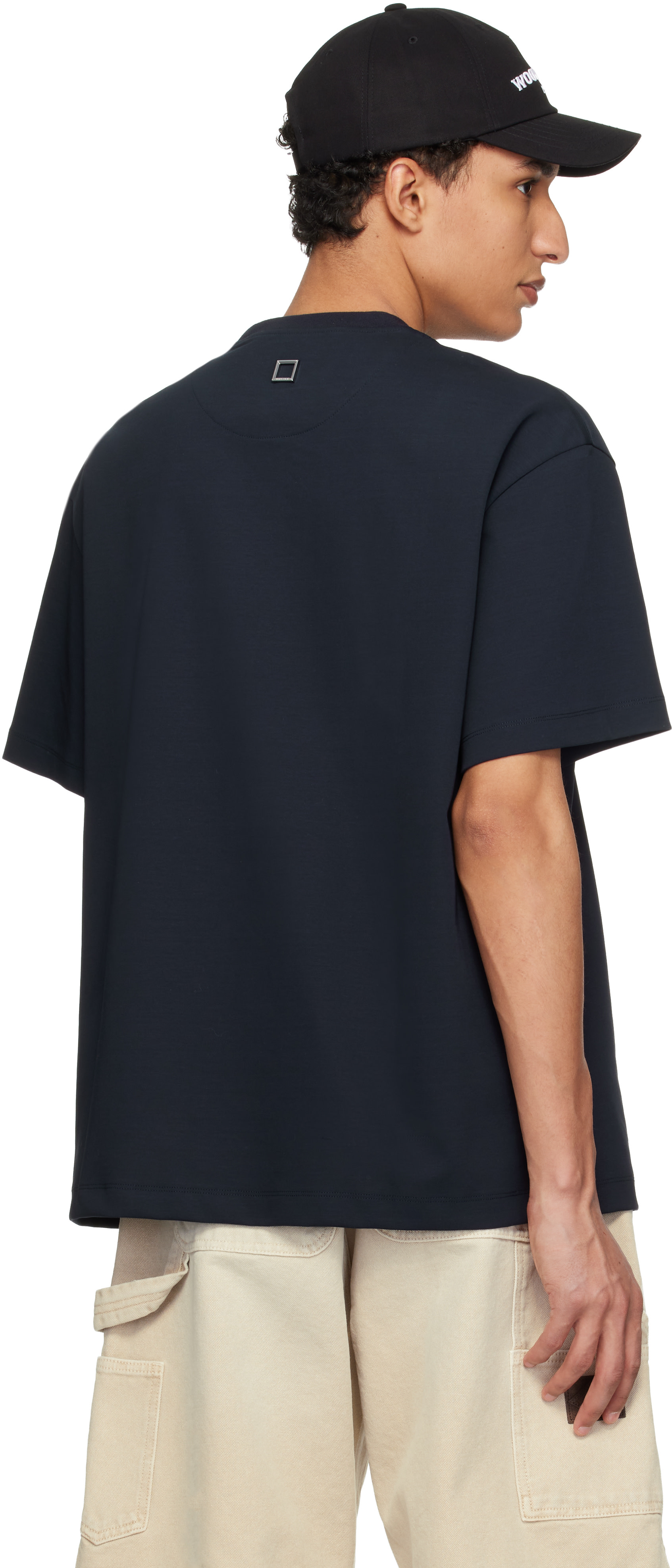 WOOYOUNGMI: Navy Logo T-shirt | SSENSE