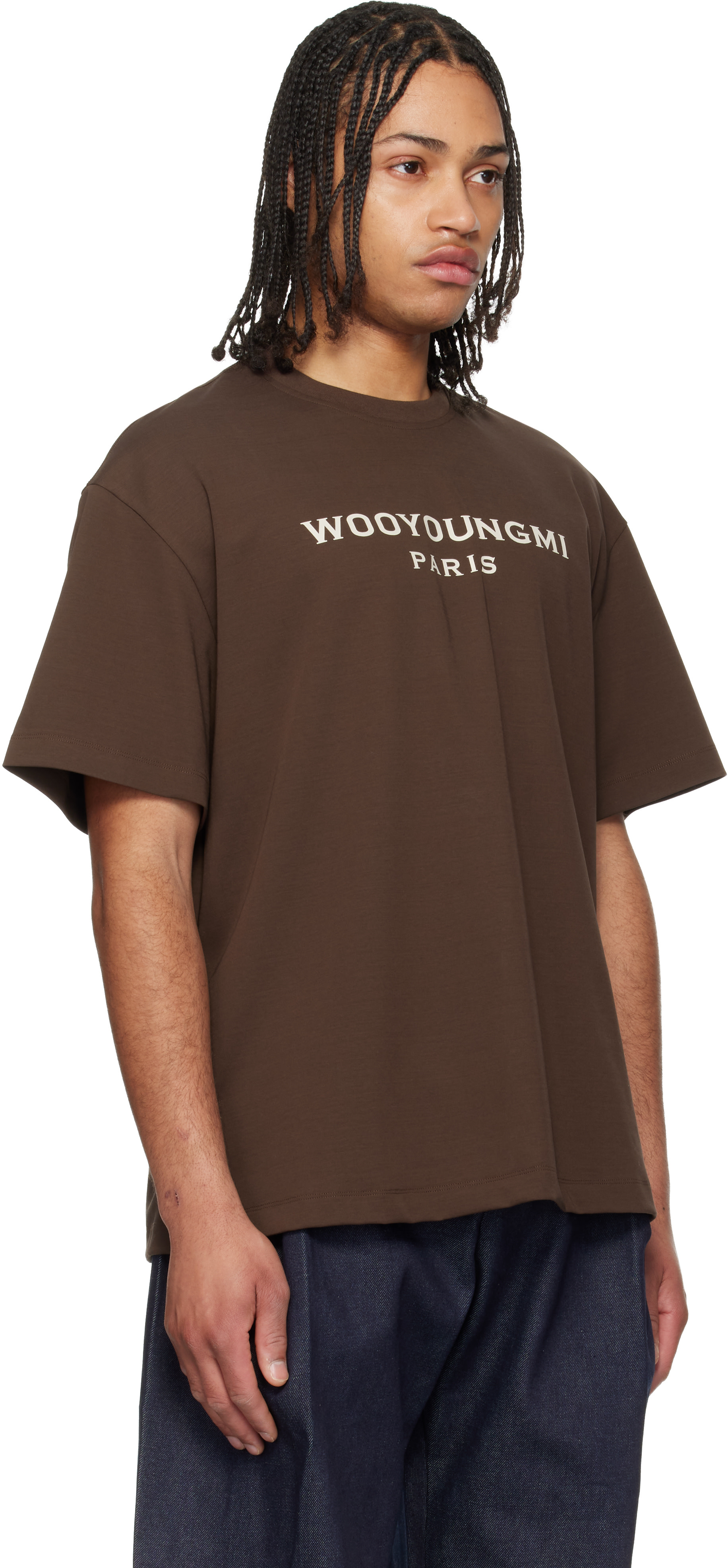 WOOYOUNGMI: Brown Printed Logo T-shirt | SSENSE Denmark