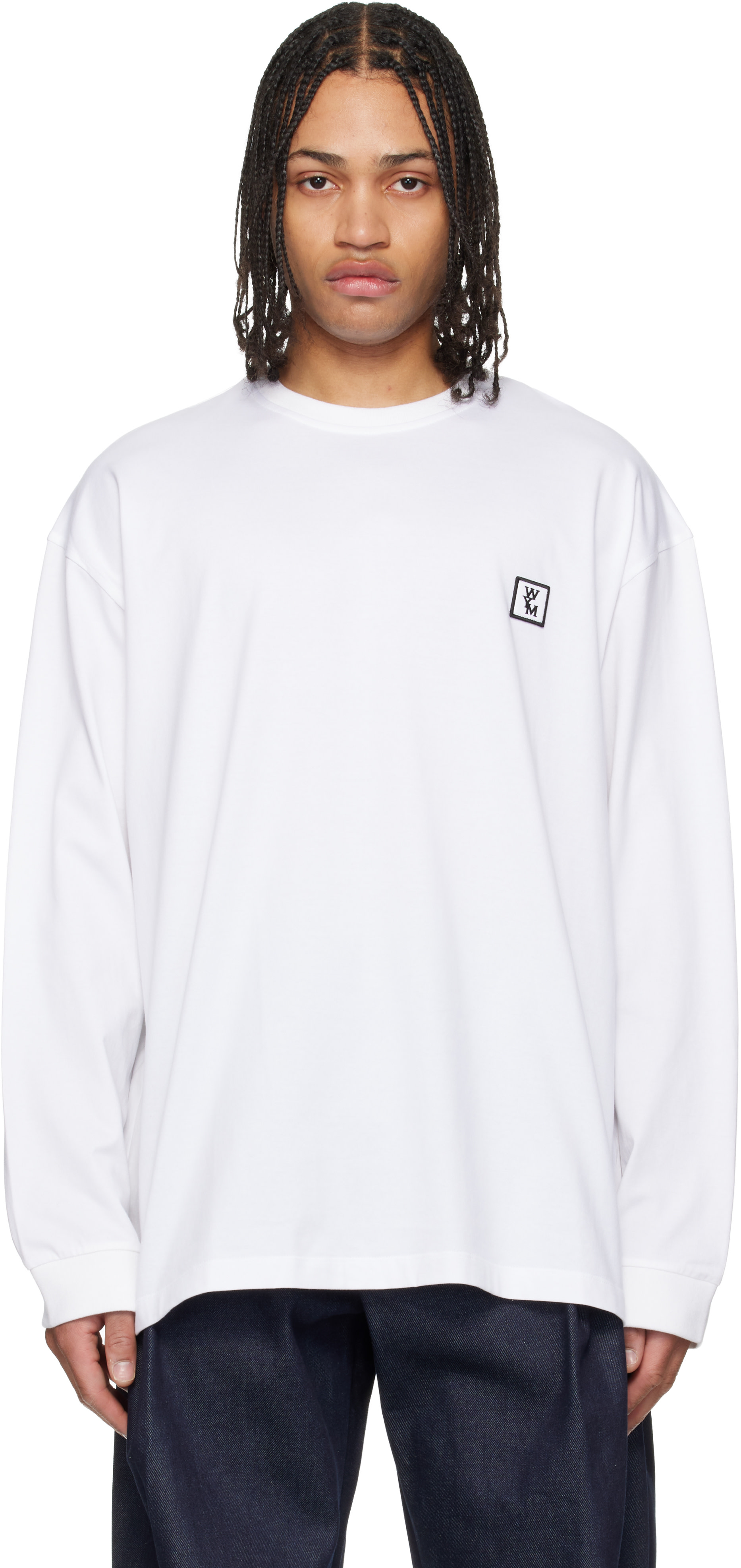 WOOYOUNGMI: White Long Sleeve Logo T-shirt | SSENSE