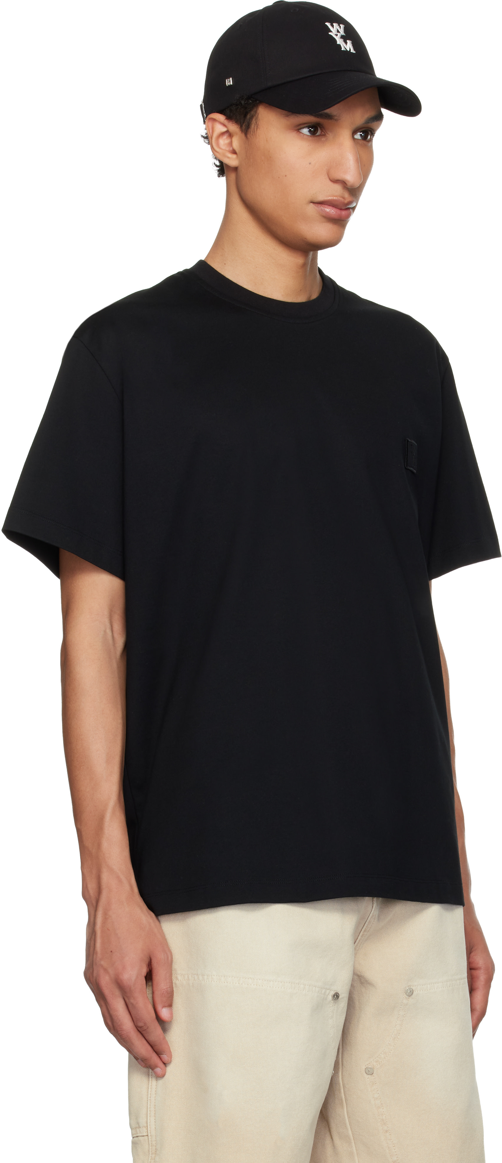 WOOYOUNGMI: Black Cotton Back Logo T-shirt | SSENSE