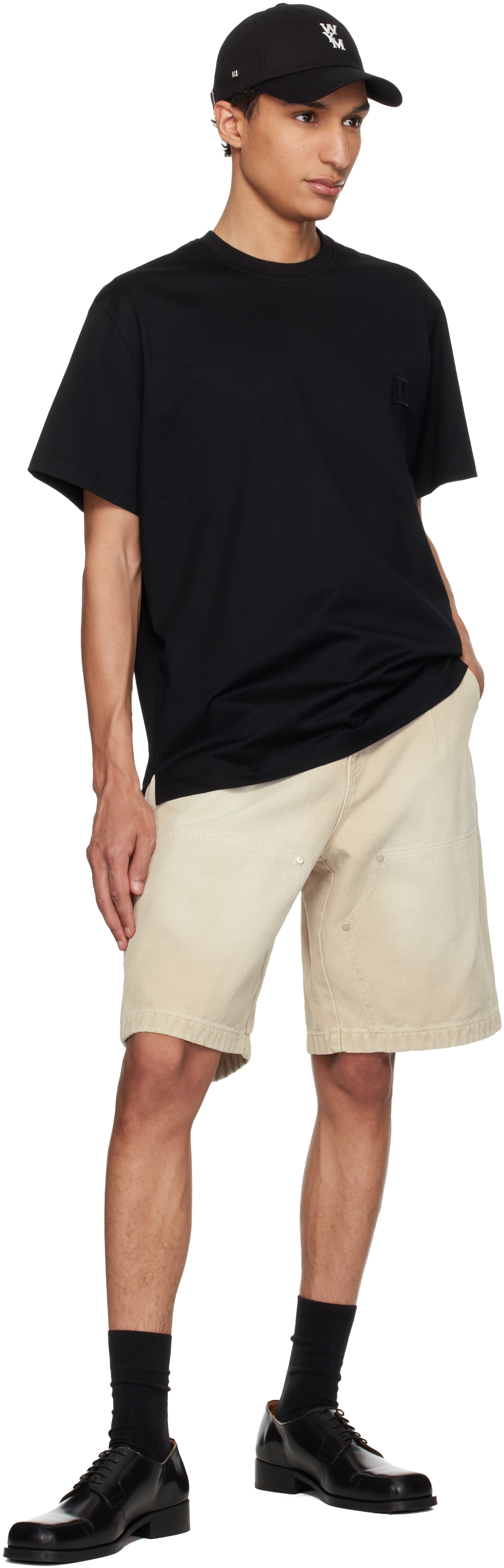 WOOYOUNGMI: Black Cotton Back Logo T-shirt | SSENSE