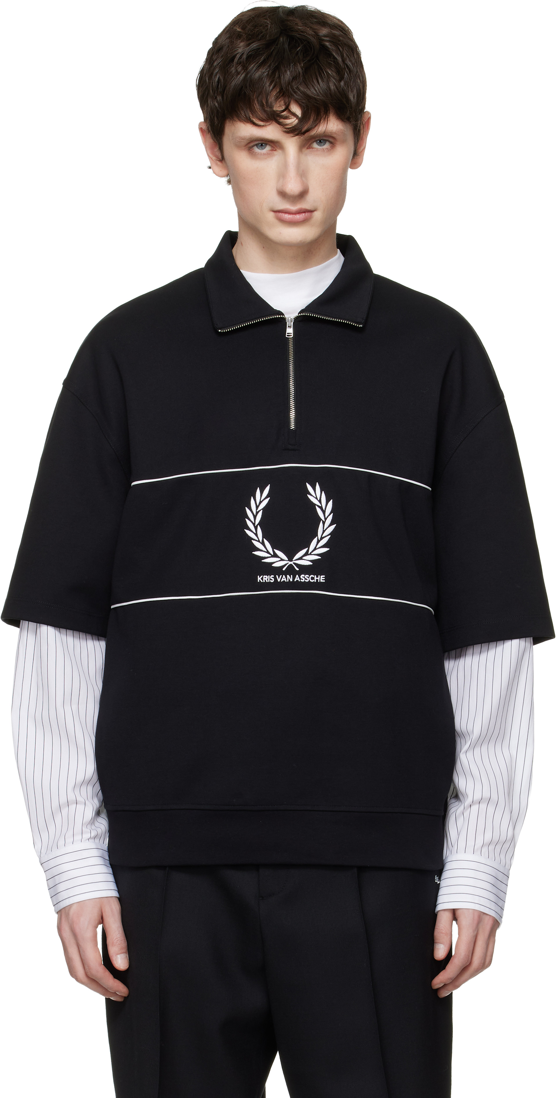 Fred Perry - 블랙 Kris Van Assche 집업 스웨트셔츠