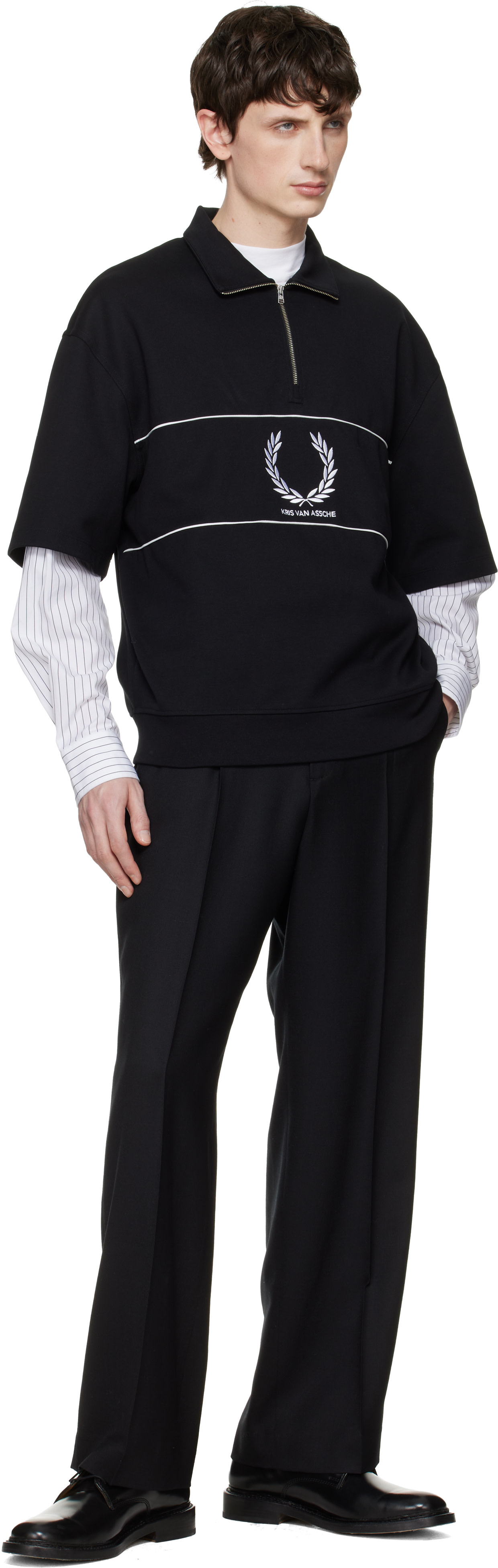 Fred Perry - 블랙 Kris Van Assche 집업 스웨트셔츠