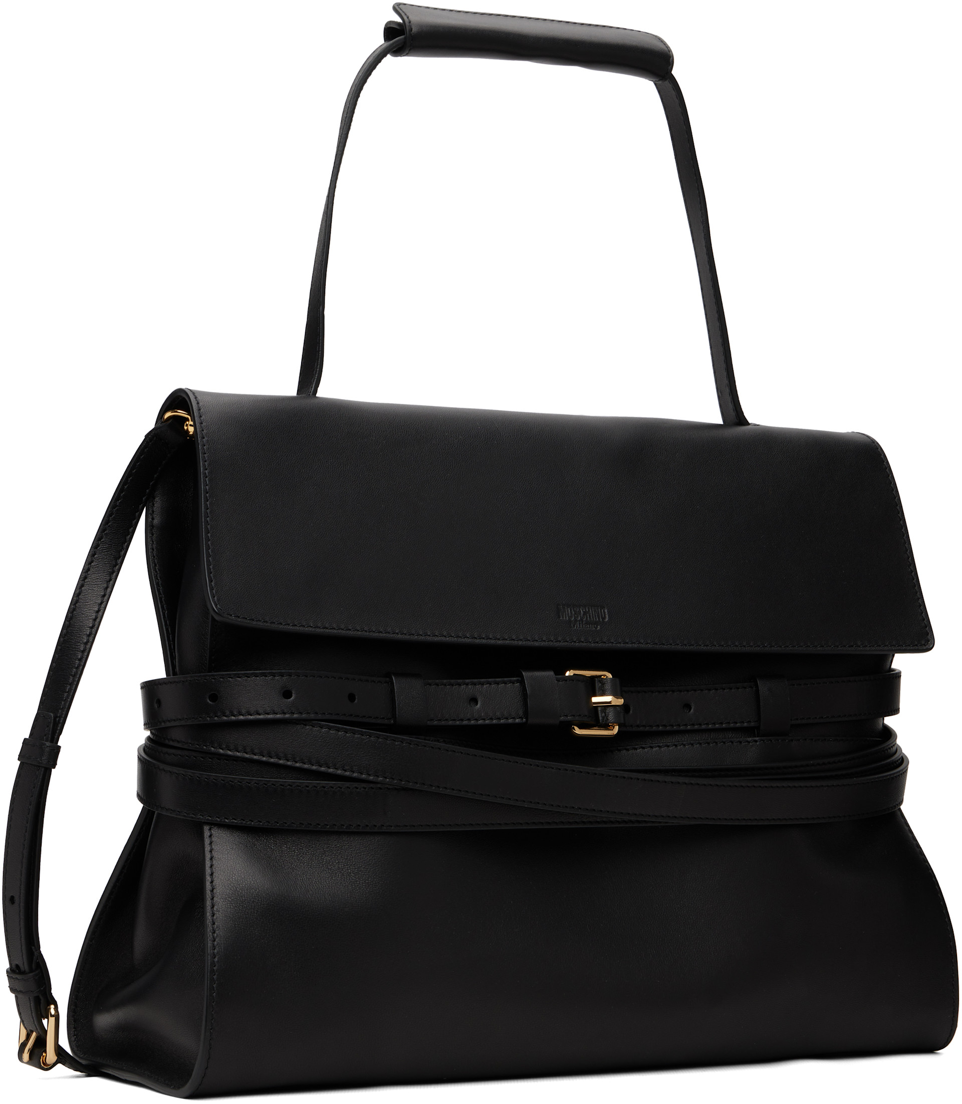 Moschino: Black 'Tie Me' Medium Bag | SSENSE