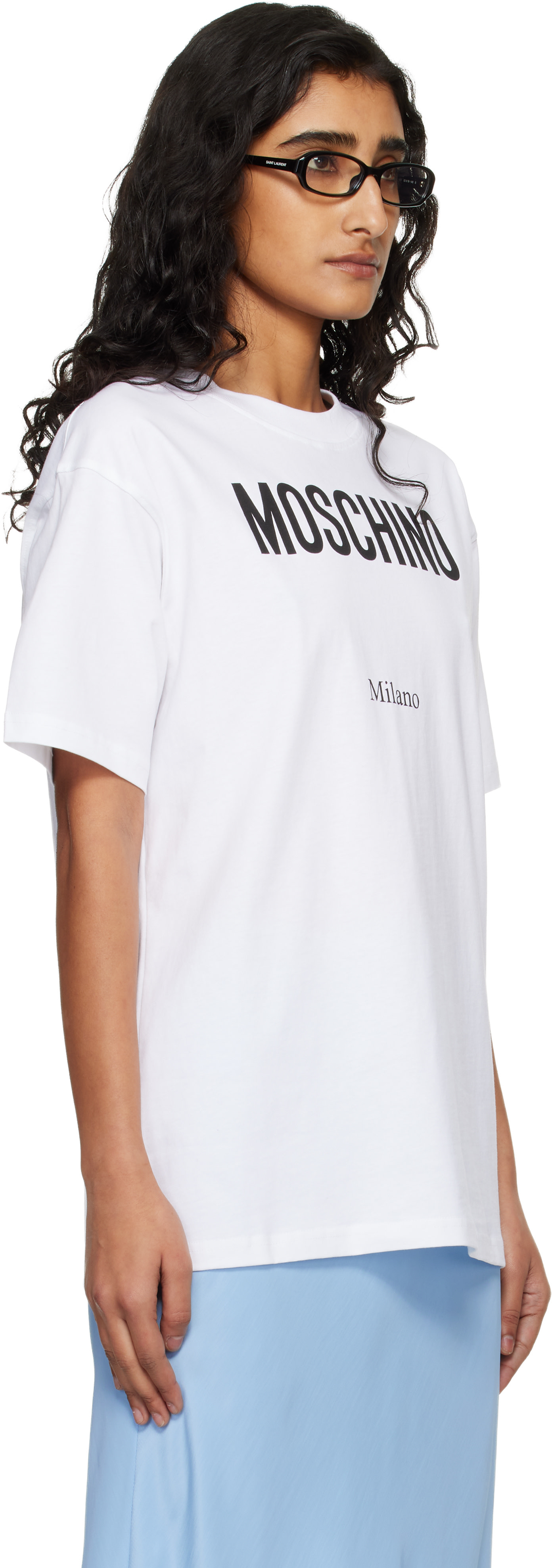 Moschino: White Printed Organic Cotton Jersey T-shirt | SSENSE
