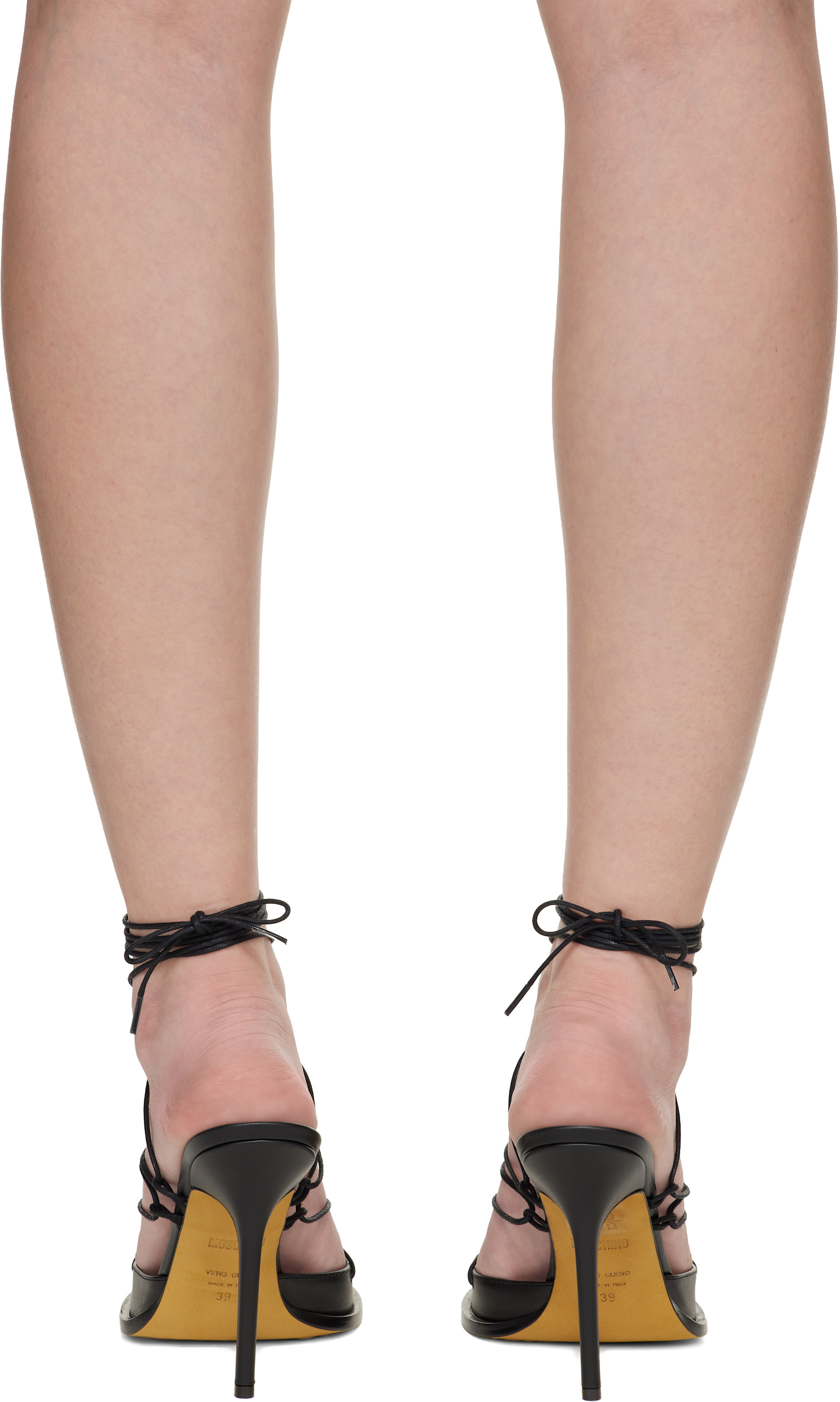 Moschino: Black Calfskin Heeled Sandals | SSENSE Canada