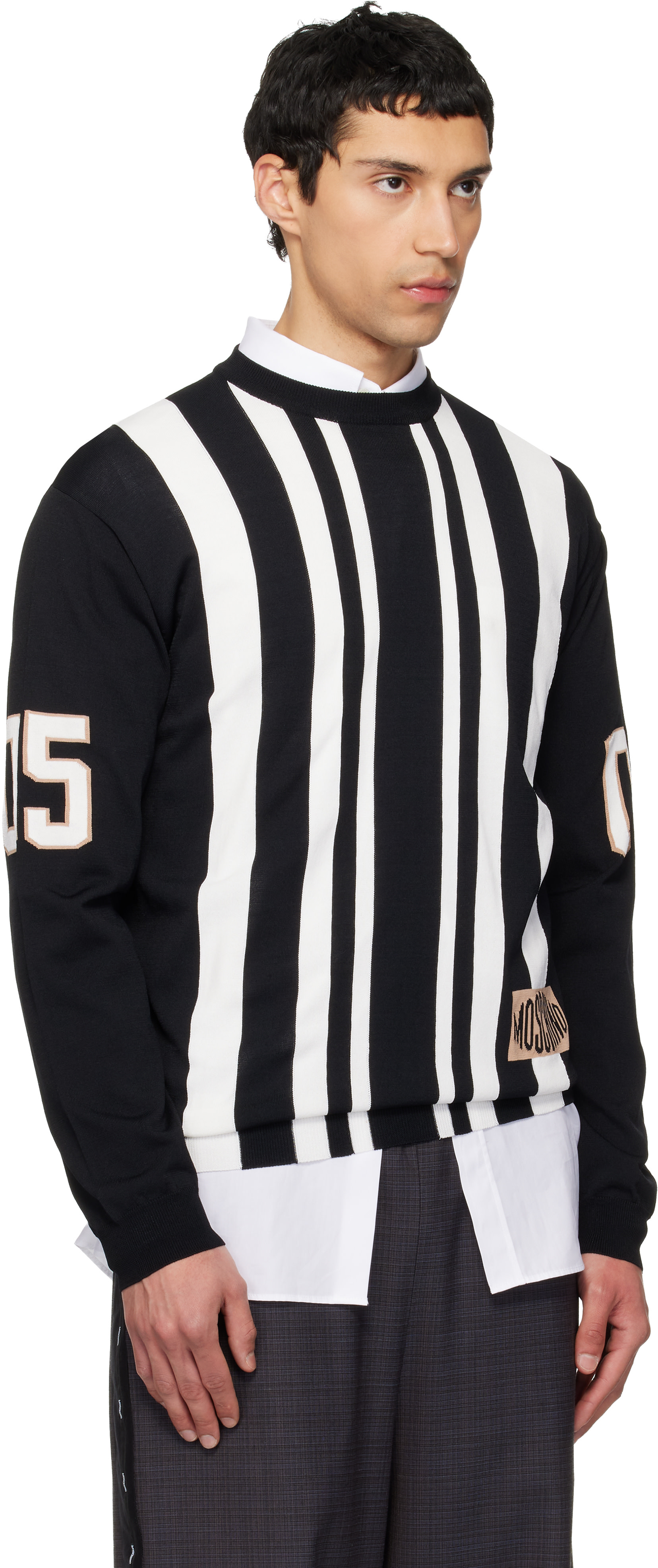Moschino - Pull noir et blanc à rayures
