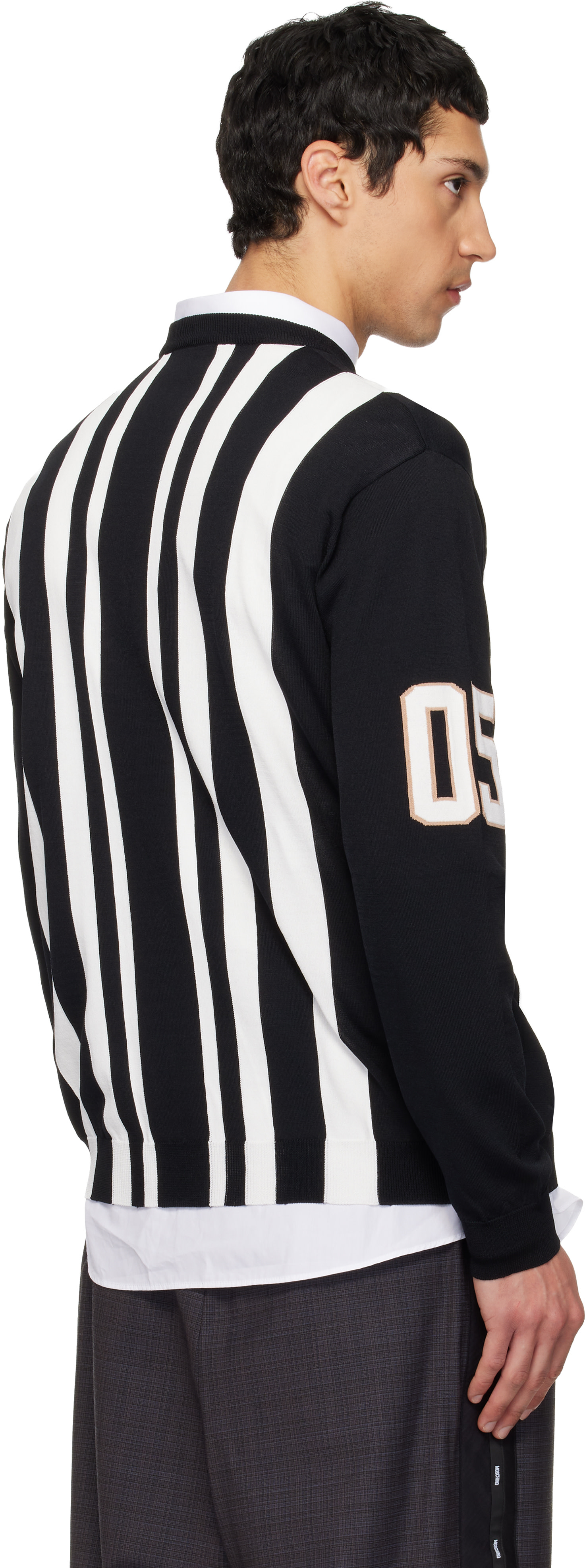 Moschino - Pull noir et blanc à rayures