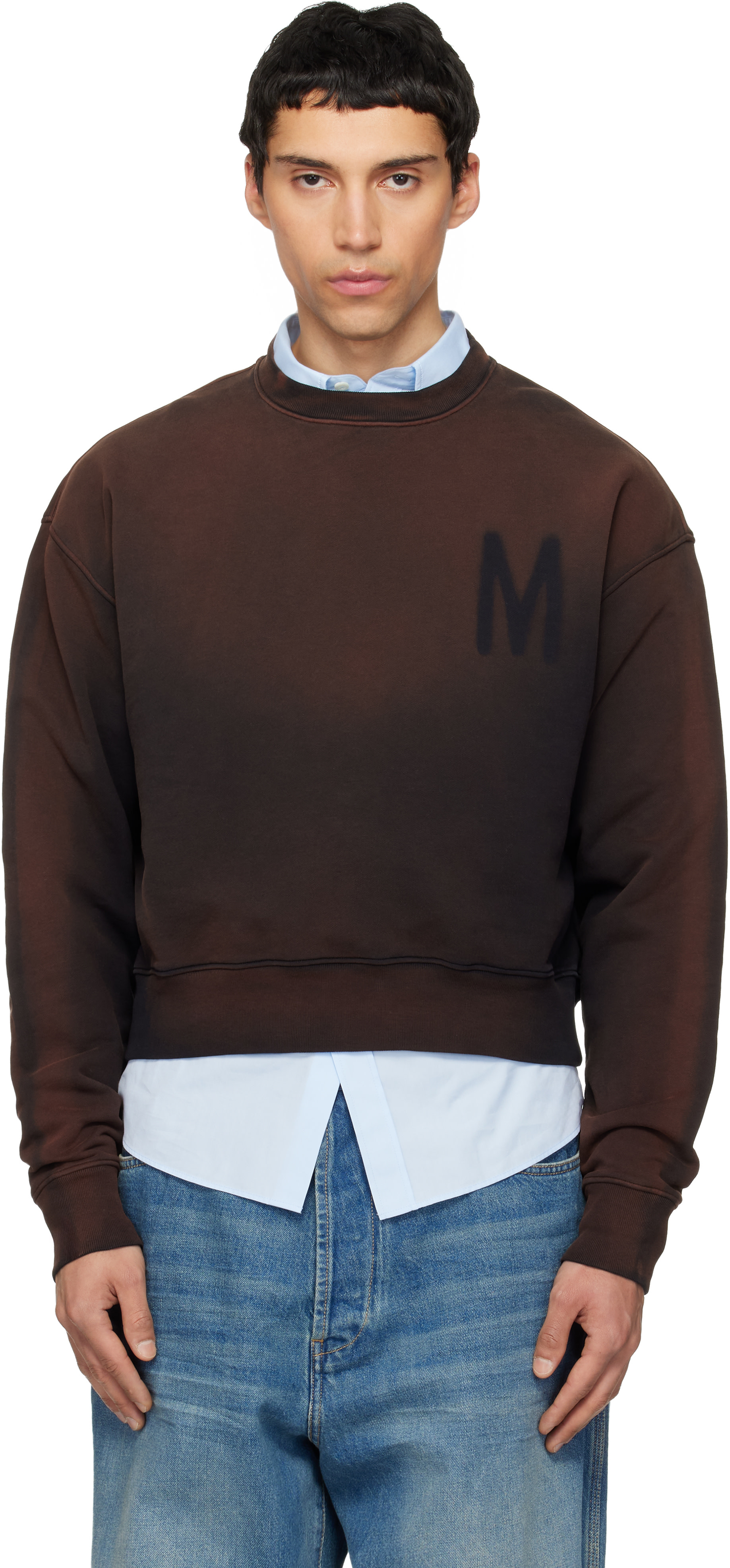 Moschino - Pull molletonné brun à logo M