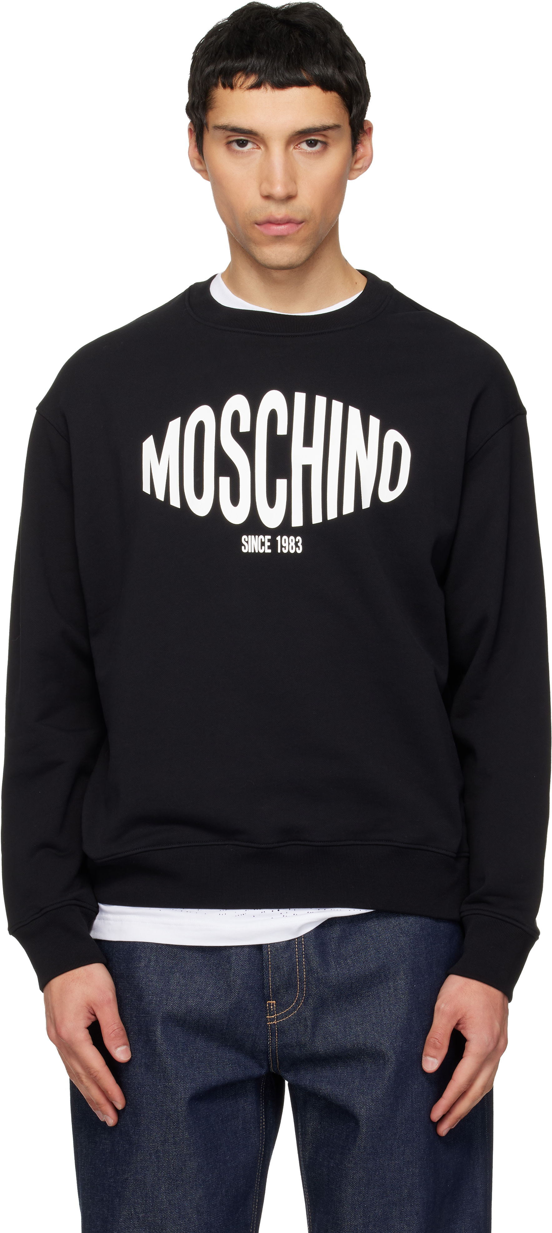 Moschino - Pull molletonné noir à logo Sport