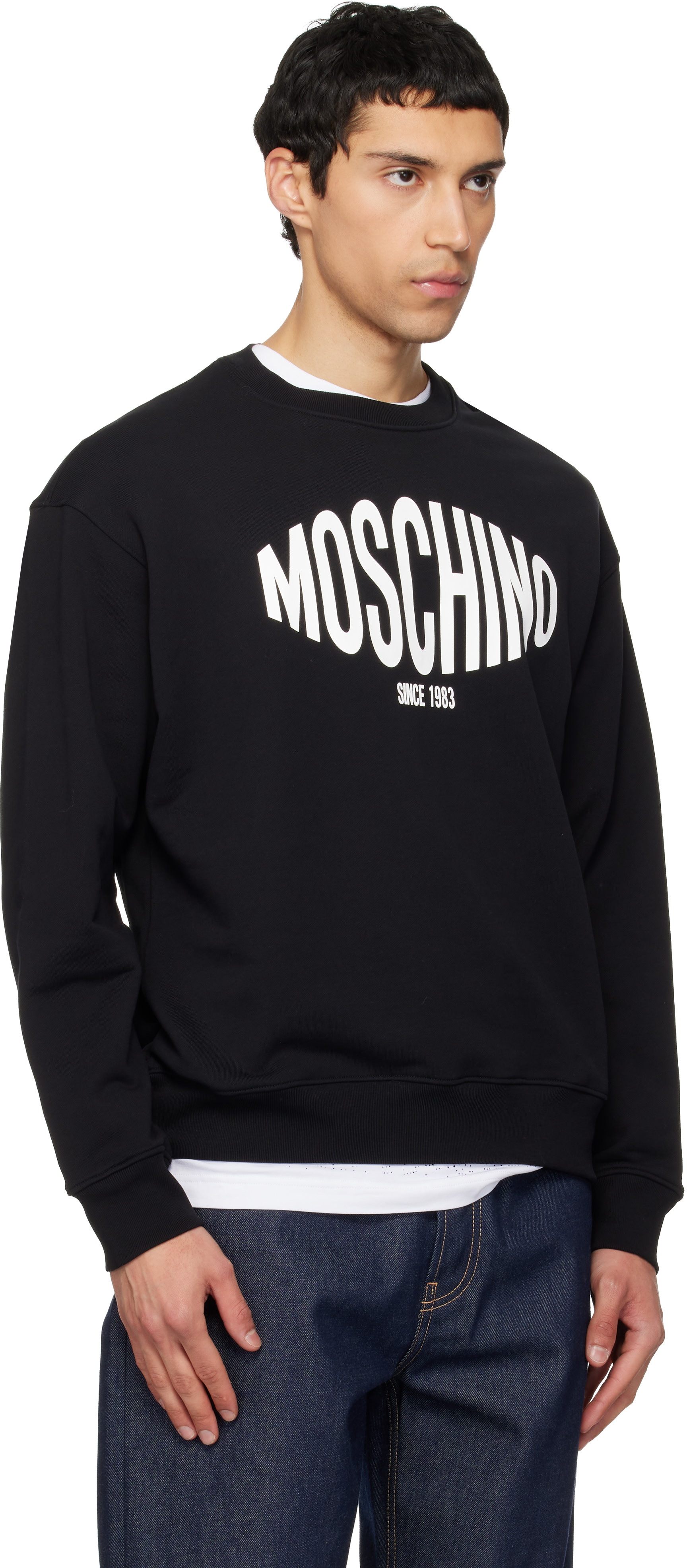 Moschino - Pull molletonné noir à logo Sport