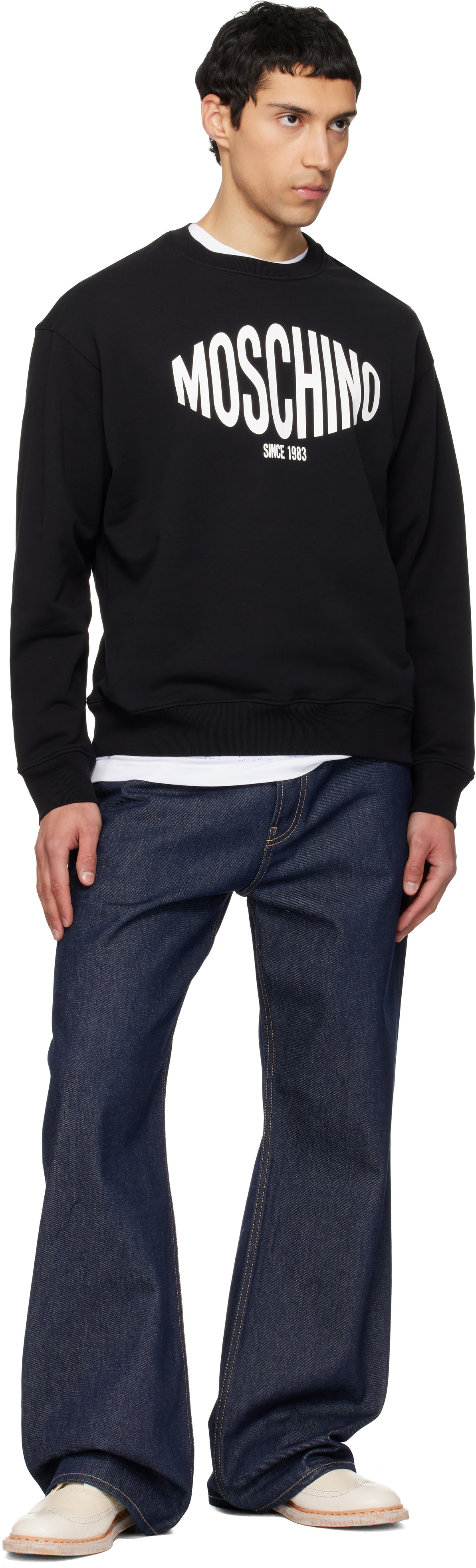 Moschino - Pull molletonné noir à logo Sport