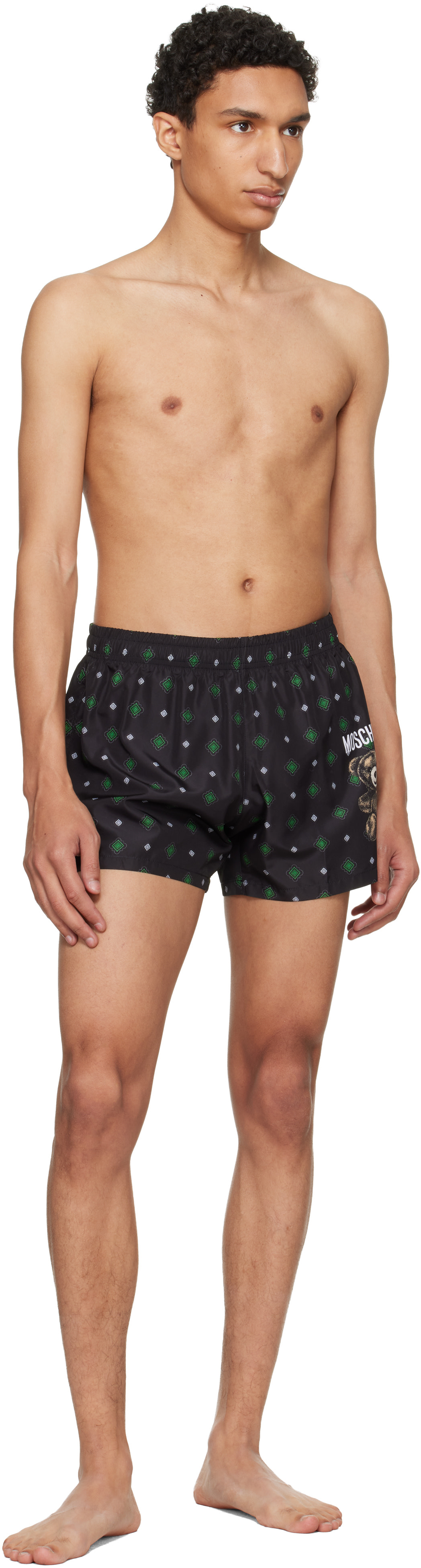 Moschino: Black Teddy Swim Shorts | SSENSE