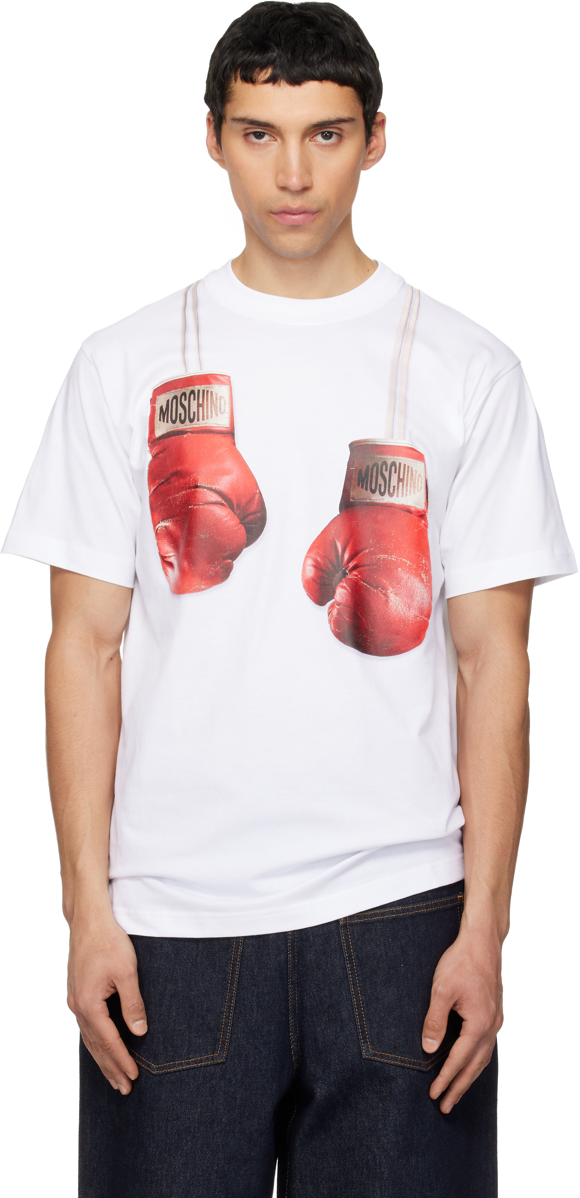Moschino - White Printed Organic Cotton Jersey T-shirt
