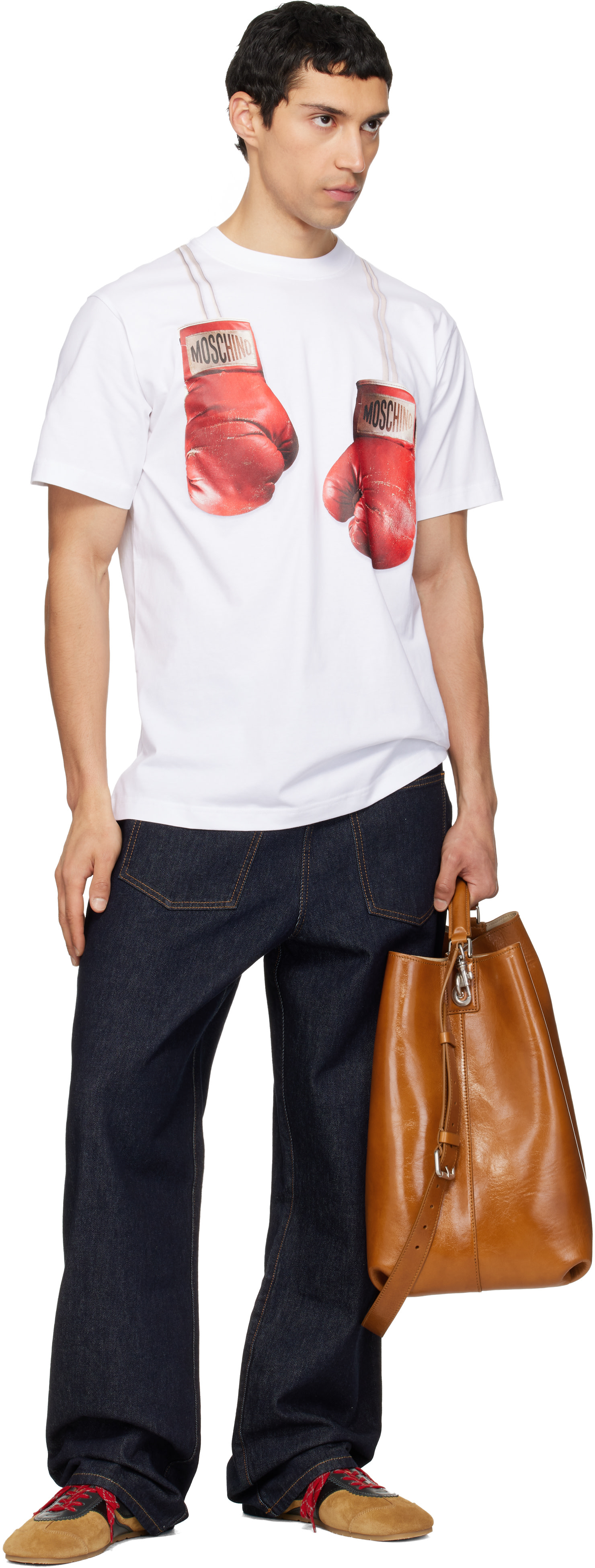Moschino - White Printed Organic Cotton Jersey T-shirt