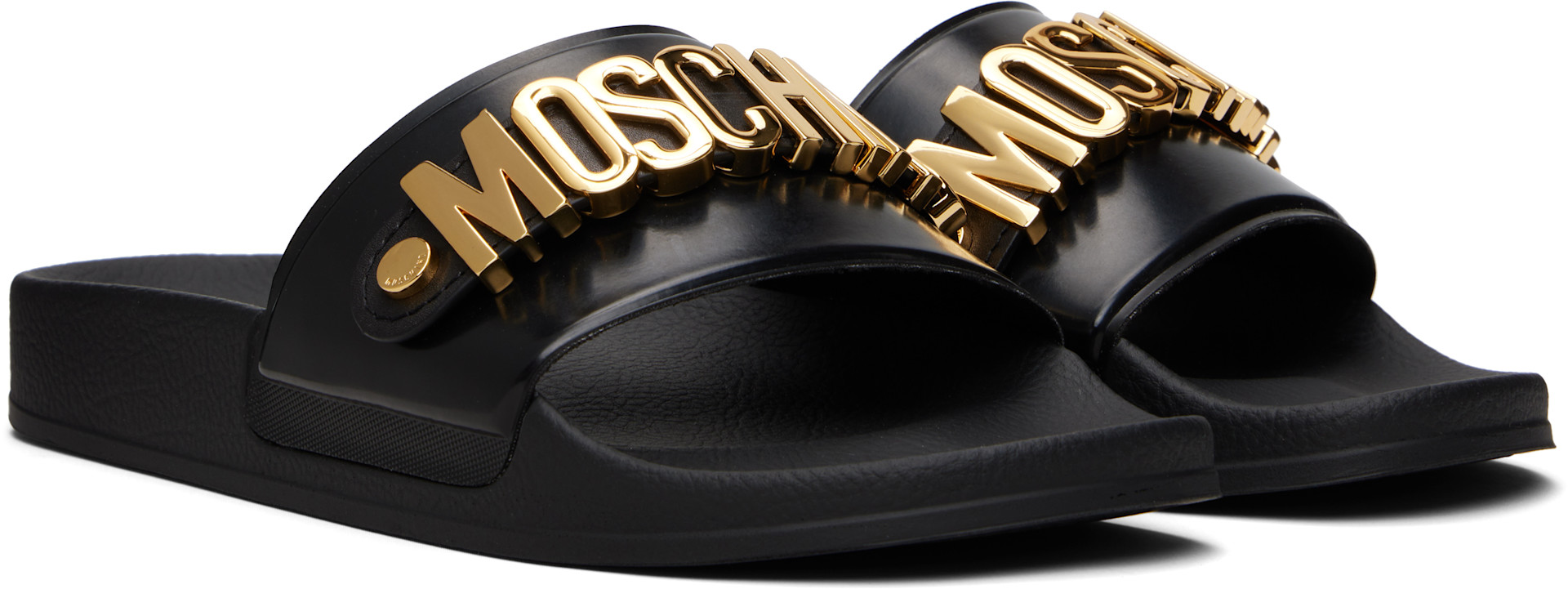 Moschino - 블랙 레터링 로고 슬라이드 샌들
