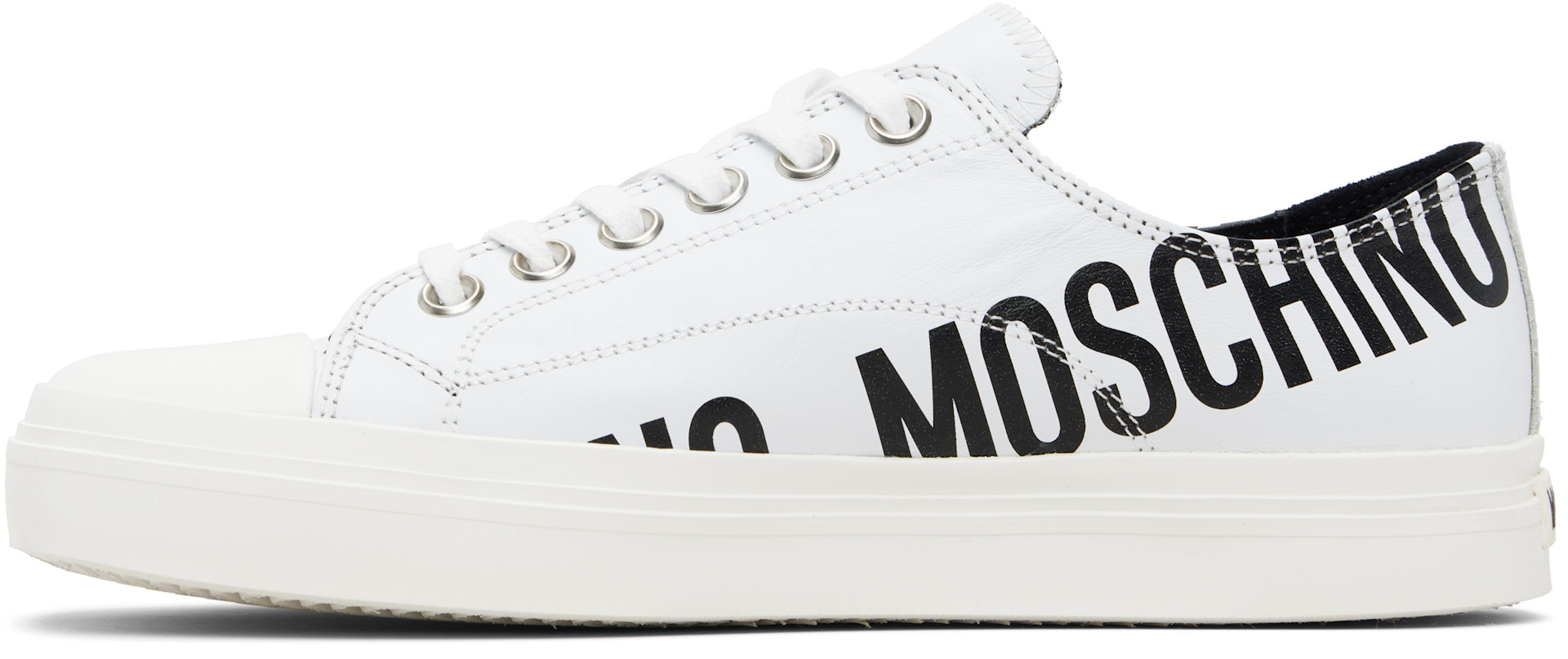 Moschino: White Logo Sneakers | SSENSE