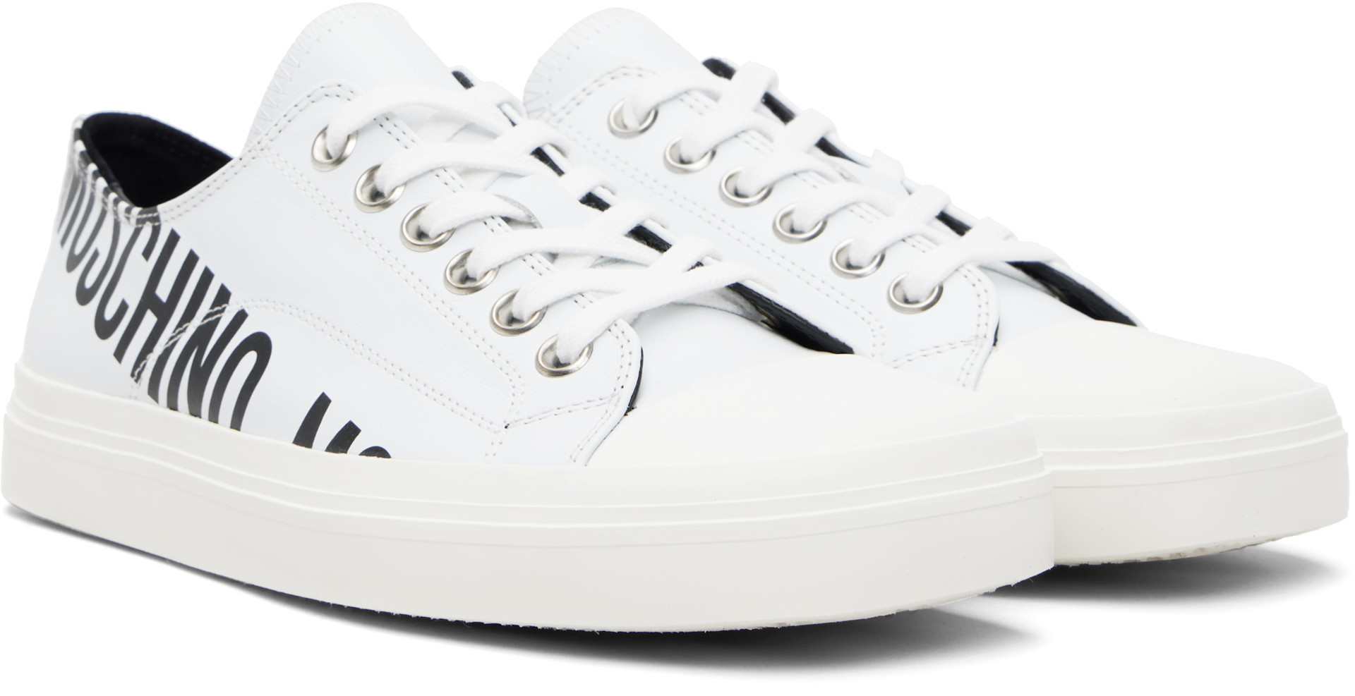 Moschino: White Logo Sneakers | SSENSE