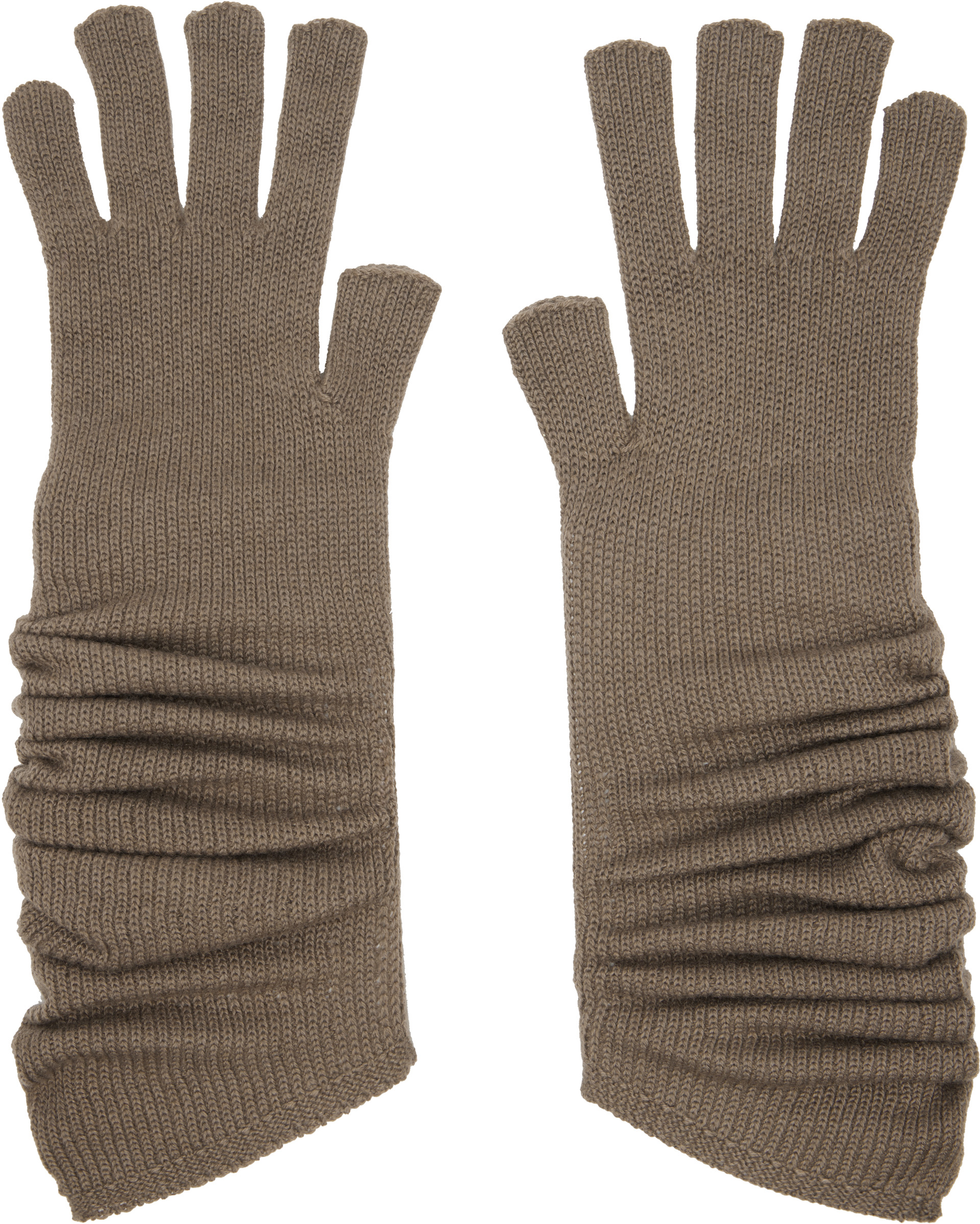 HOMME PLISSÉ ISSEY MIYAKE: Taupe Cashmere Winter Gear Gloves