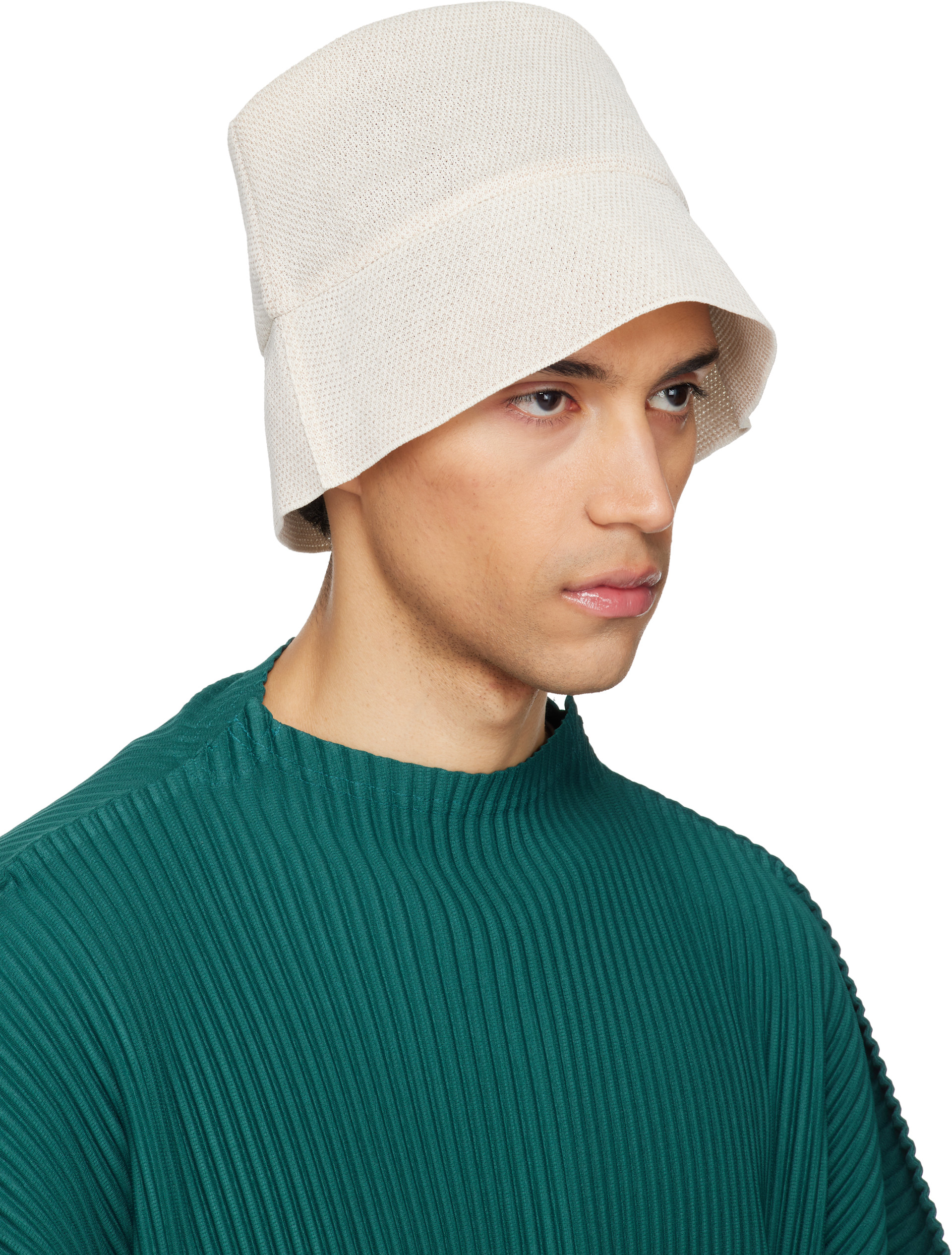HOMME PLISSÉ ISSEY MIYAKE: Beige Washi Bucket Hat | SSENSE