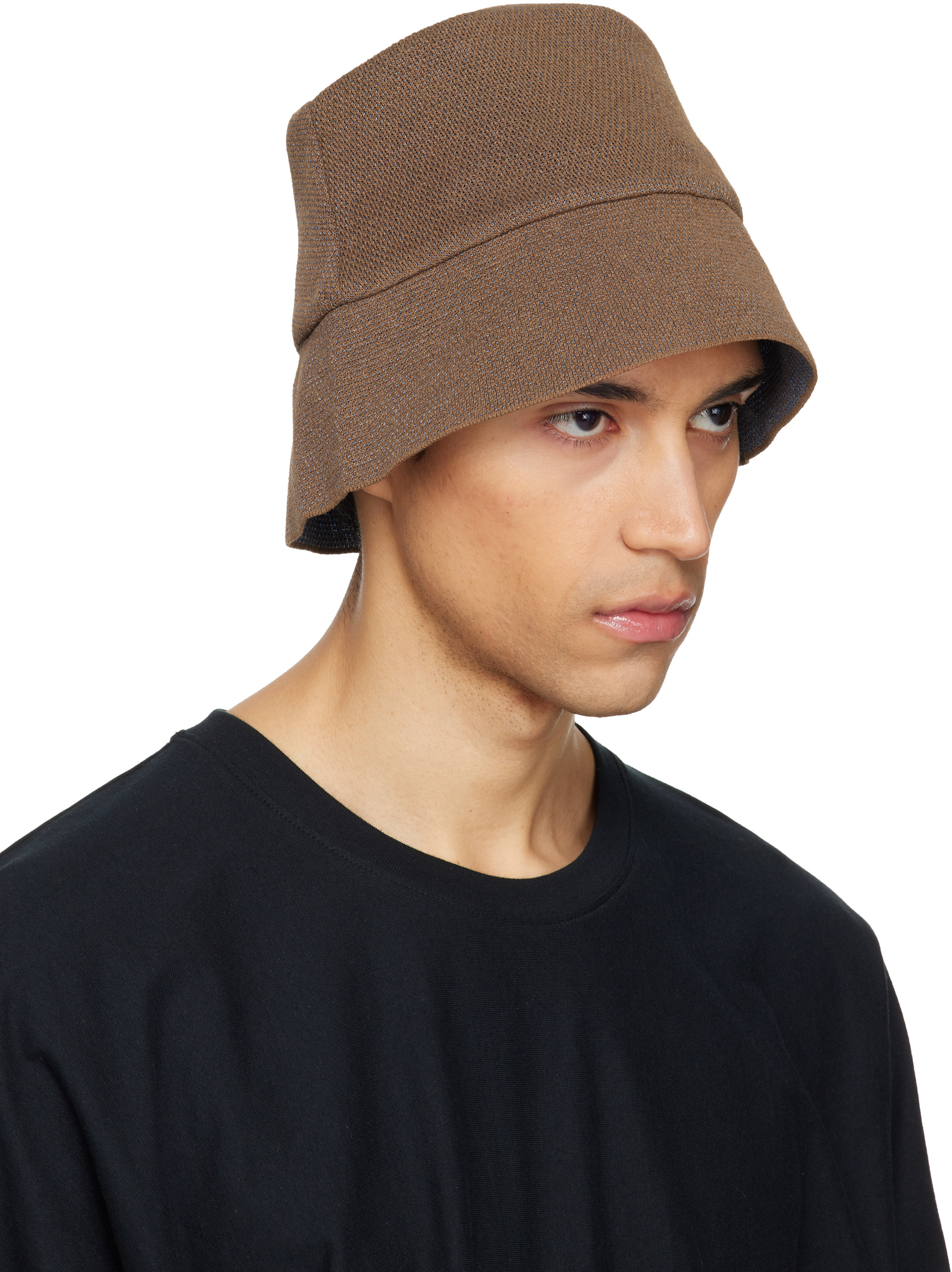 ISSEY MIYAKE MEN hat イッセイミヤケ　ハット　プリーツ HOMME PLISSÉ ISSEY MIYAKE: Brown Washi Bucket Hat | SSENSE
