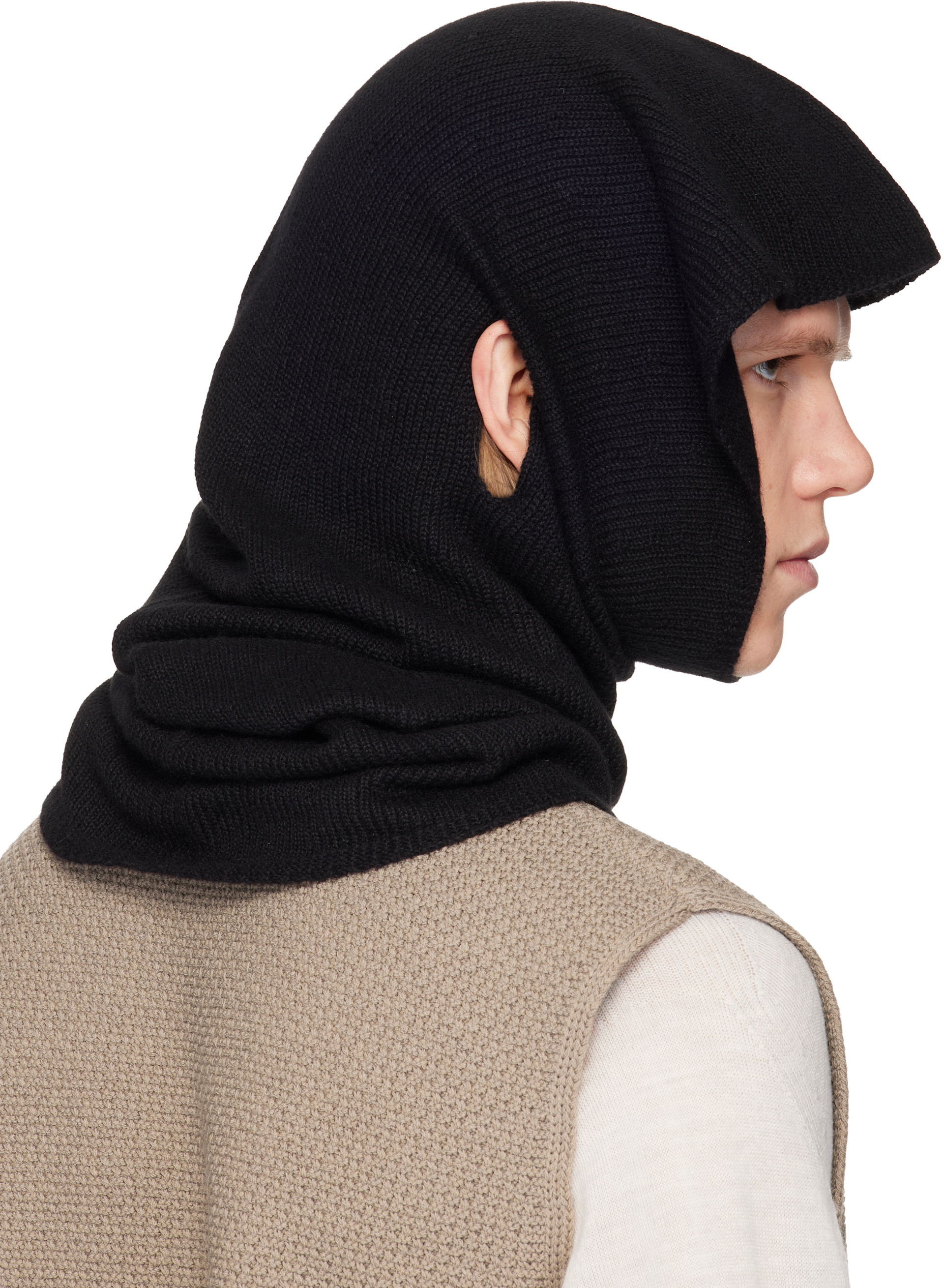 HOMME PLISSÉ ISSEY MIYAKE: Black Cashmere Winter Gear Snood | SSENSE HOMME PLISSÉ ISSEY MIYAKE: Black Cashmere Winter Gear Snood | SSENSE