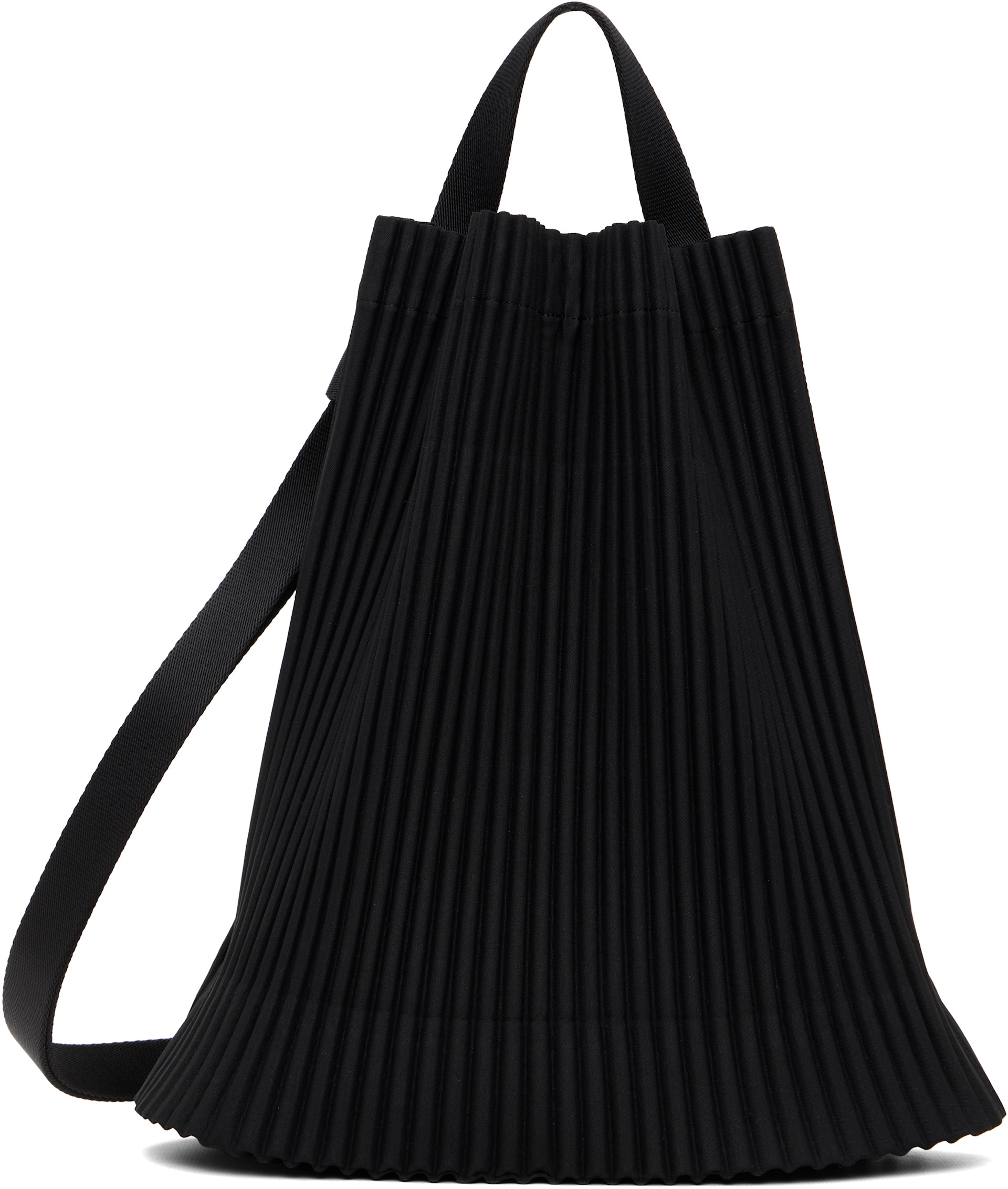 HOMME PLISSÉ ISSEY MIYAKE: Black Drawstring Pleats Bag | SSENSE