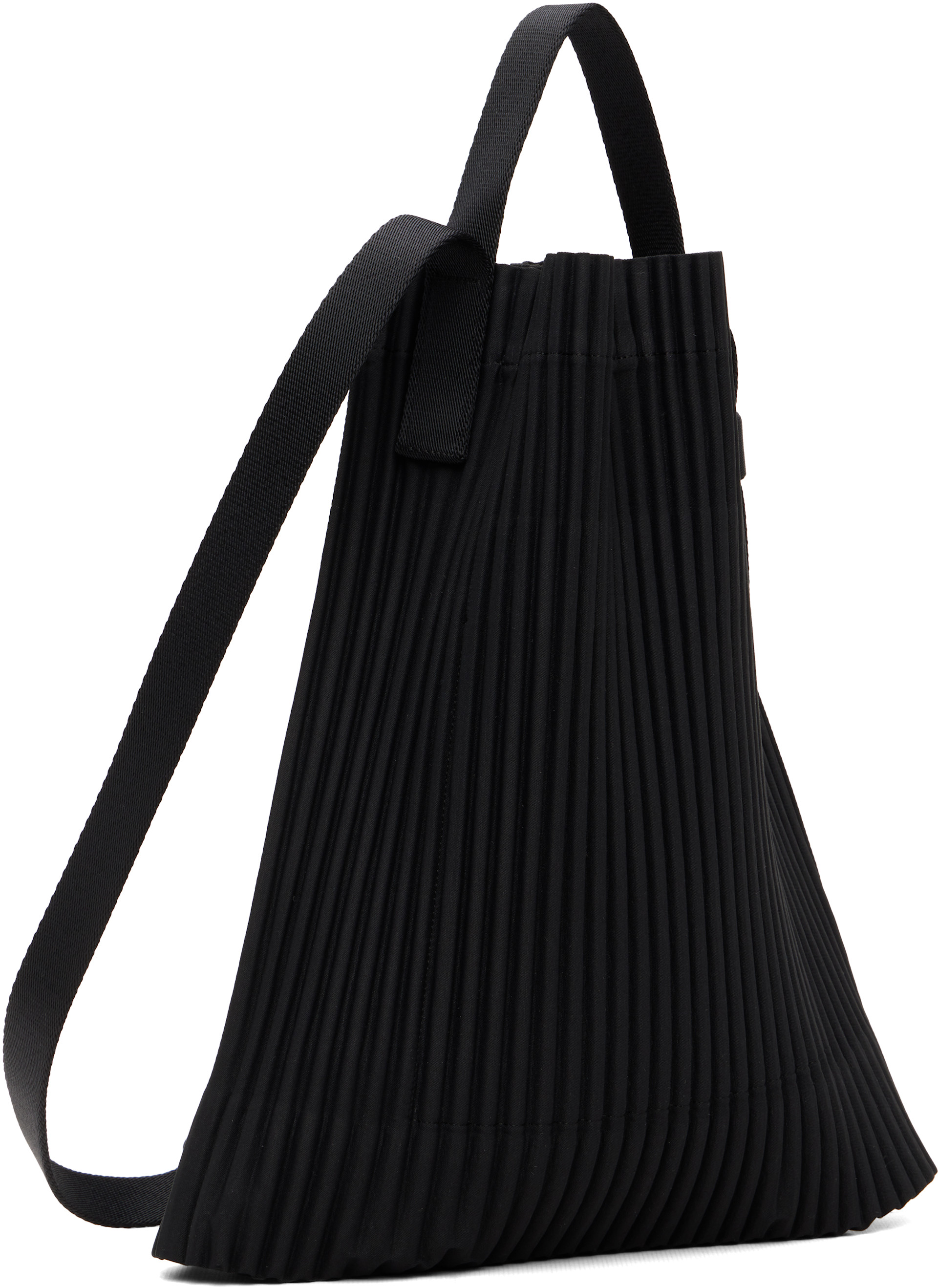 HOMME PLISSÉ ISSEY MIYAKE: Black Drawstring Pleats Bag | SSENSE