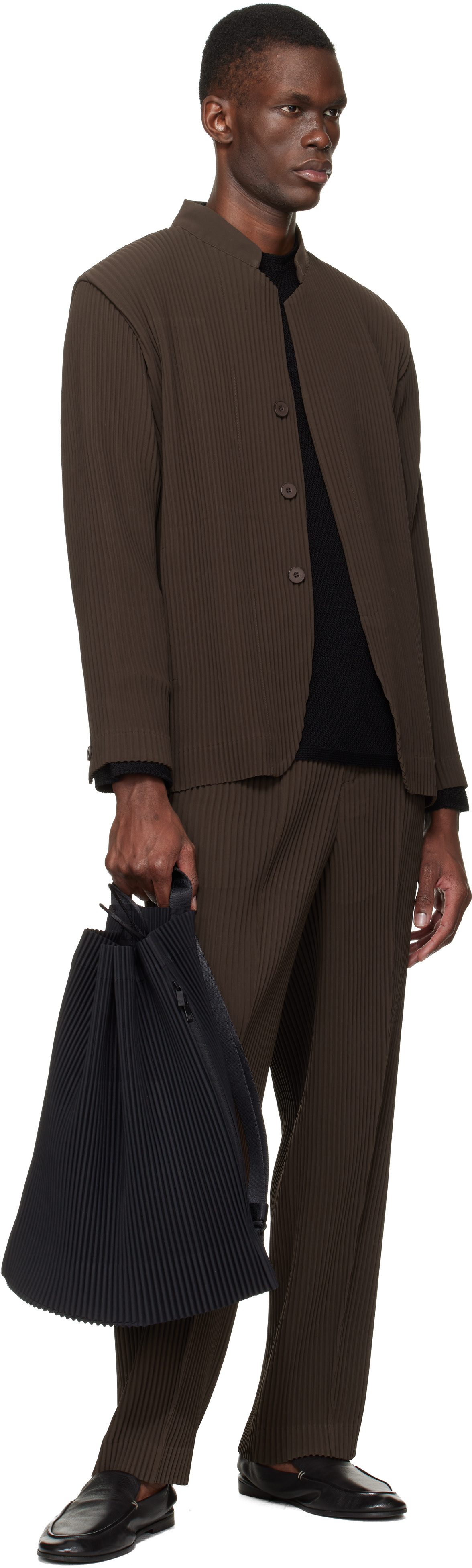 HOMME PLISSÉ ISSEY MIYAKE: Black Drawstring Pleats Bag | SSENSE