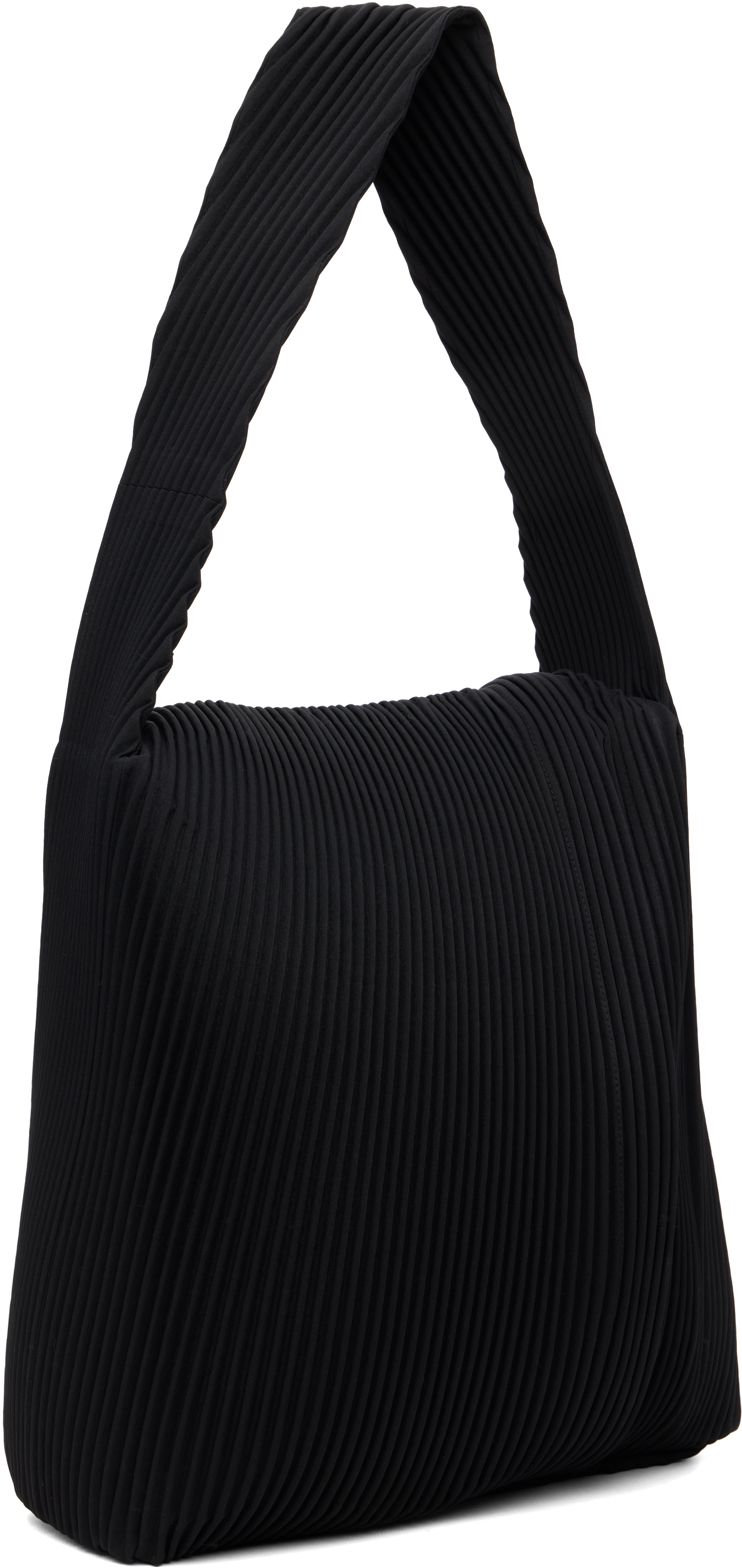 HOMME PLISSÉ ISSEY MIYAKE: Black Rounded Square Tote | SSENSE HOMME PLISSÉ ISSEY MIYAKE: Black Rounded Square Tote | SSENSE