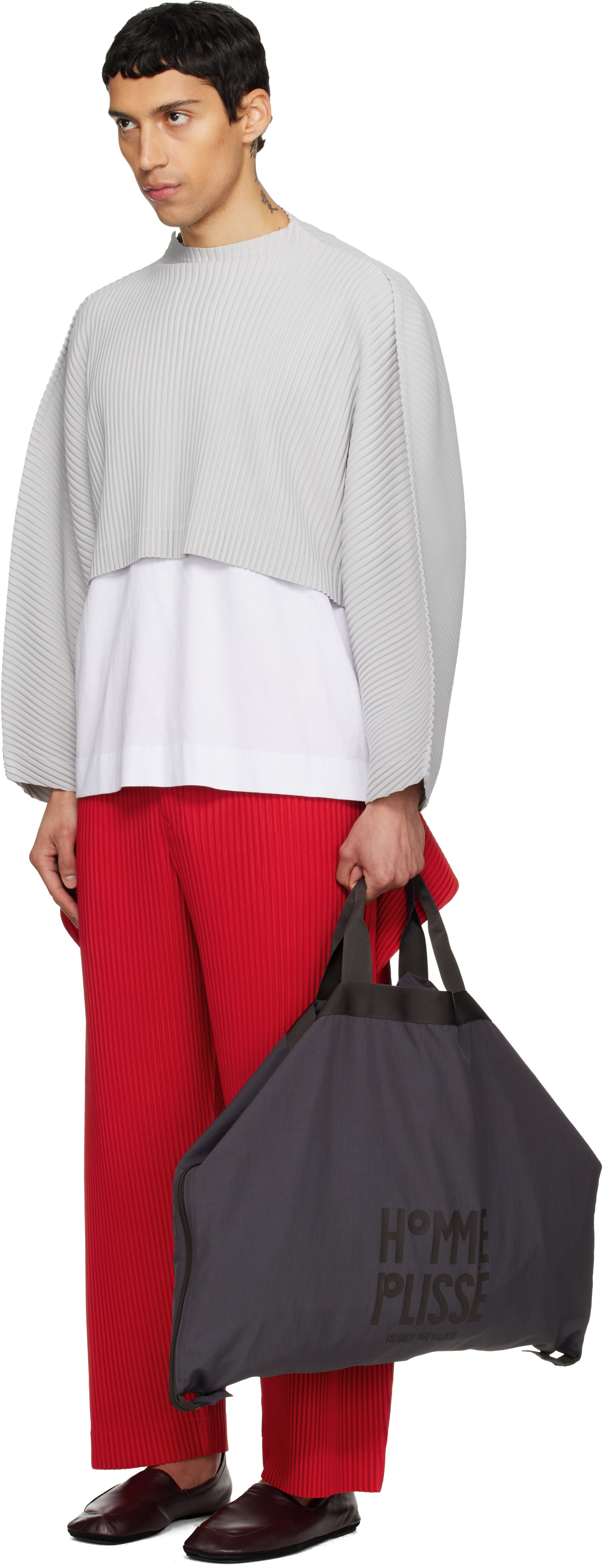 HOMME PLISSÉ ISSEY MIYAKE: Gray Carrier Carried Coat | SSENSE