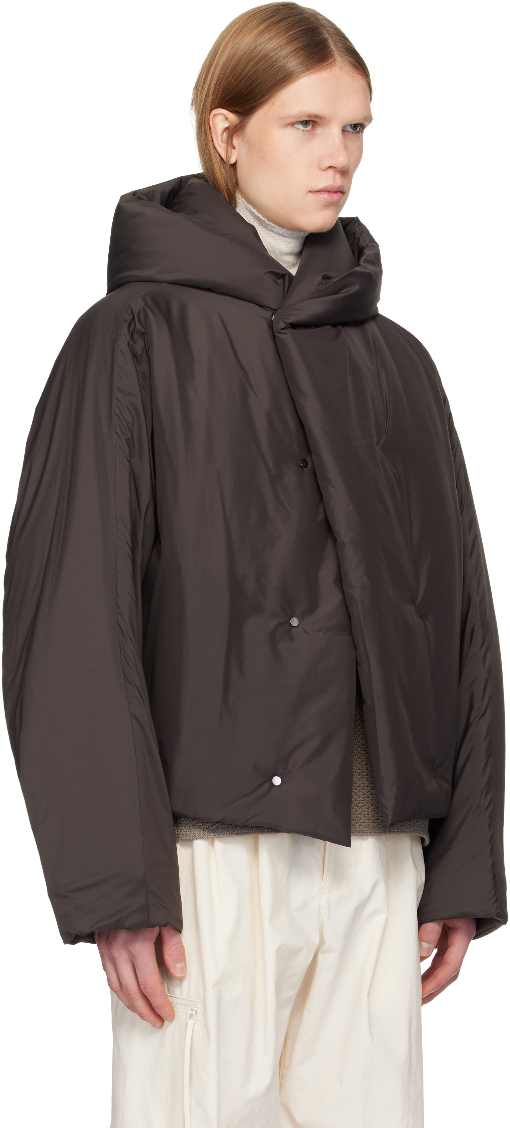 HOMME PLISSÉ ISSEY MIYAKE: Brown Blouson Duvet Jacket | SSENSE