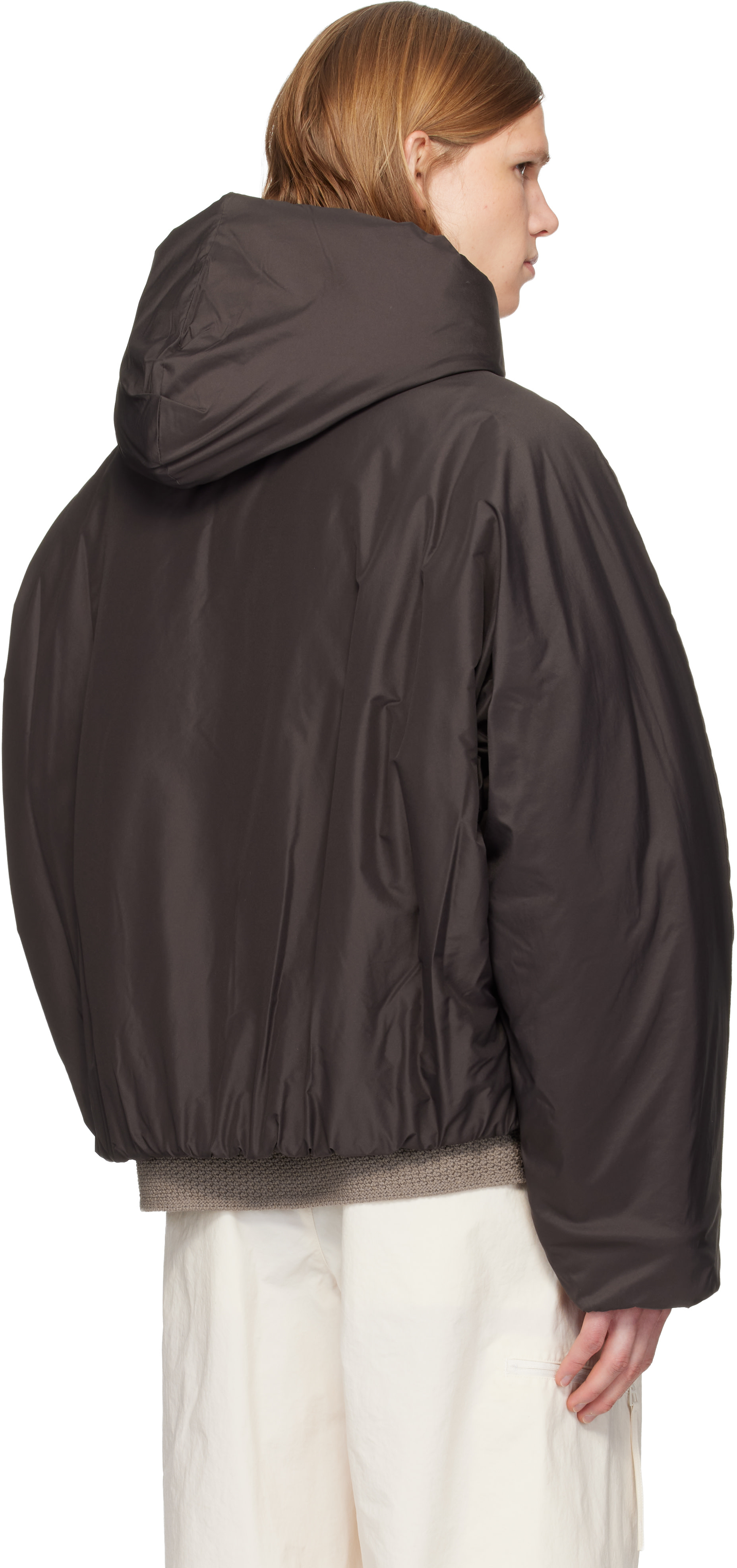 HOMME PLISSÉ ISSEY MIYAKE: Brown Blouson Duvet Jacket | SSENSE