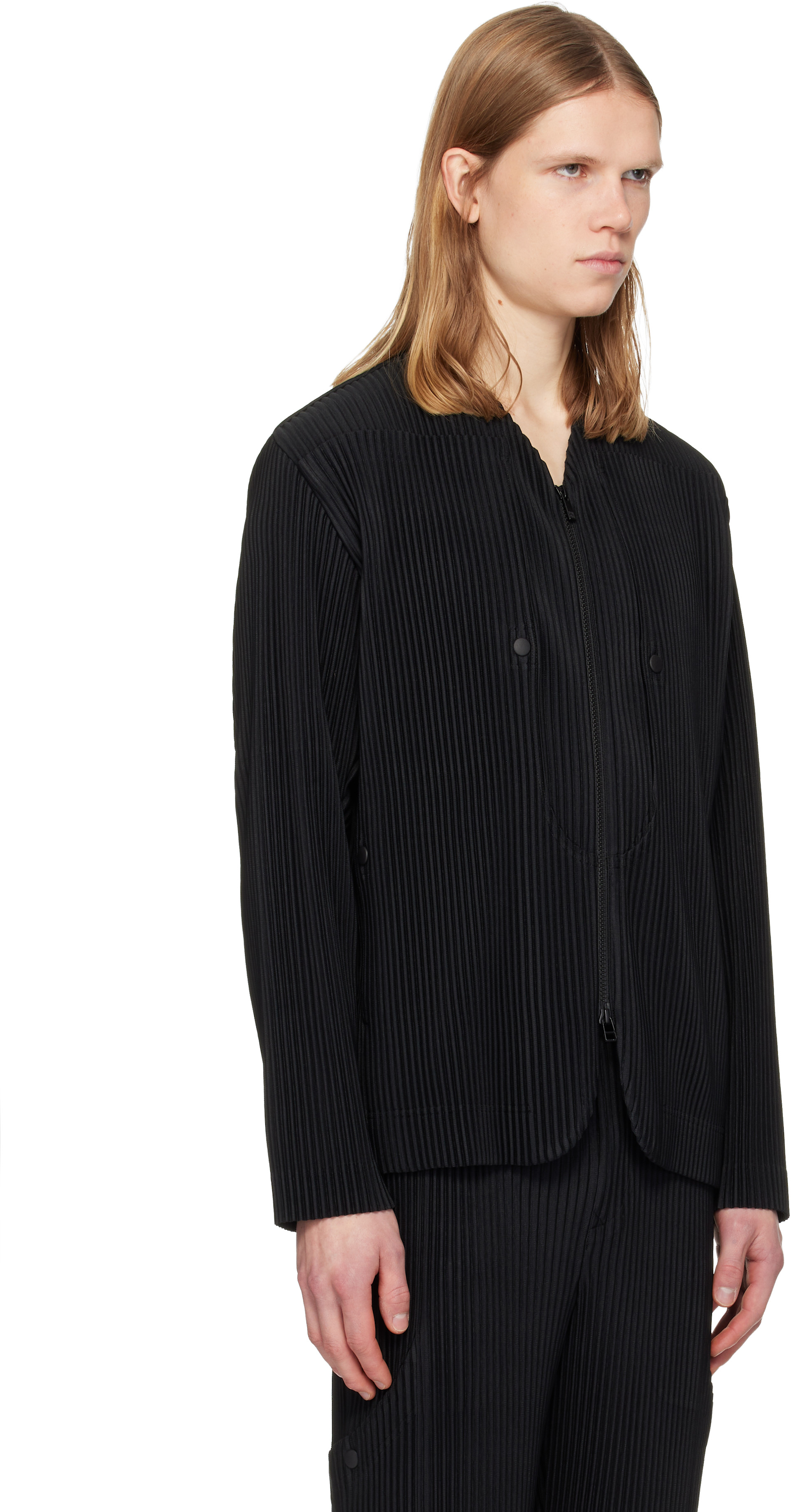 HOMME PLISSÉ ISSEY MIYAKE: Black Quarry Jacket | SSENSE