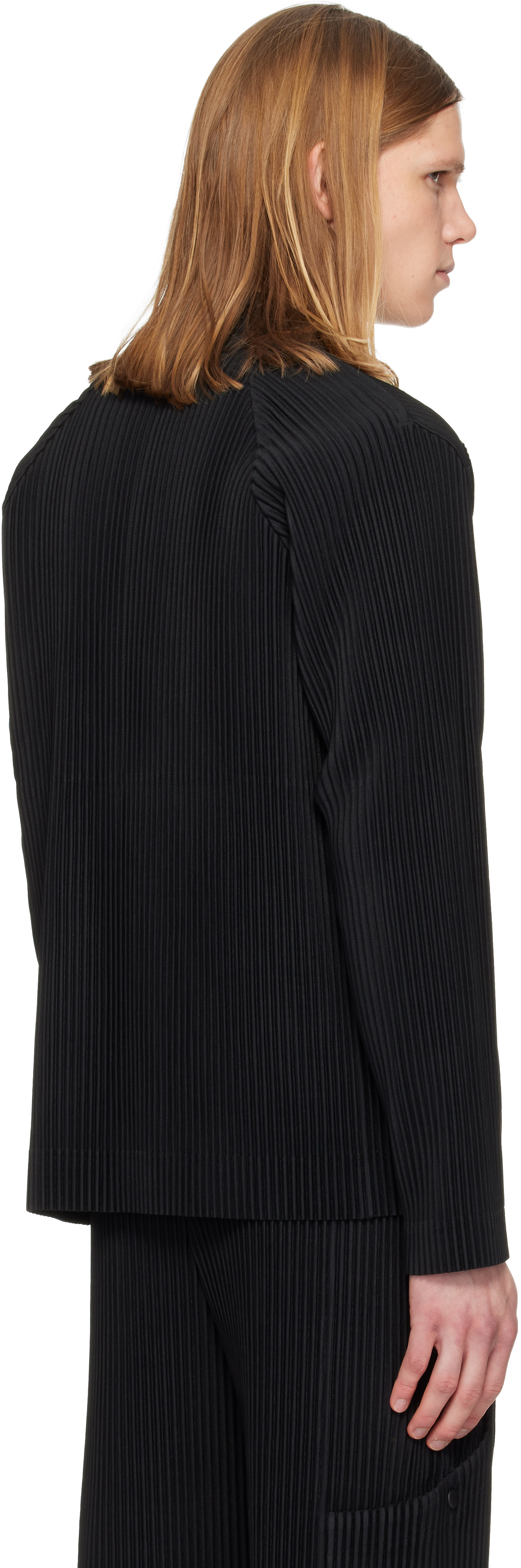 HOMME PLISSÉ ISSEY MIYAKE: Black Quarry Jacket | SSENSE HOMME PLISSÉ ISSEY MIYAKE: Black Quarry Jacket | SSENSE