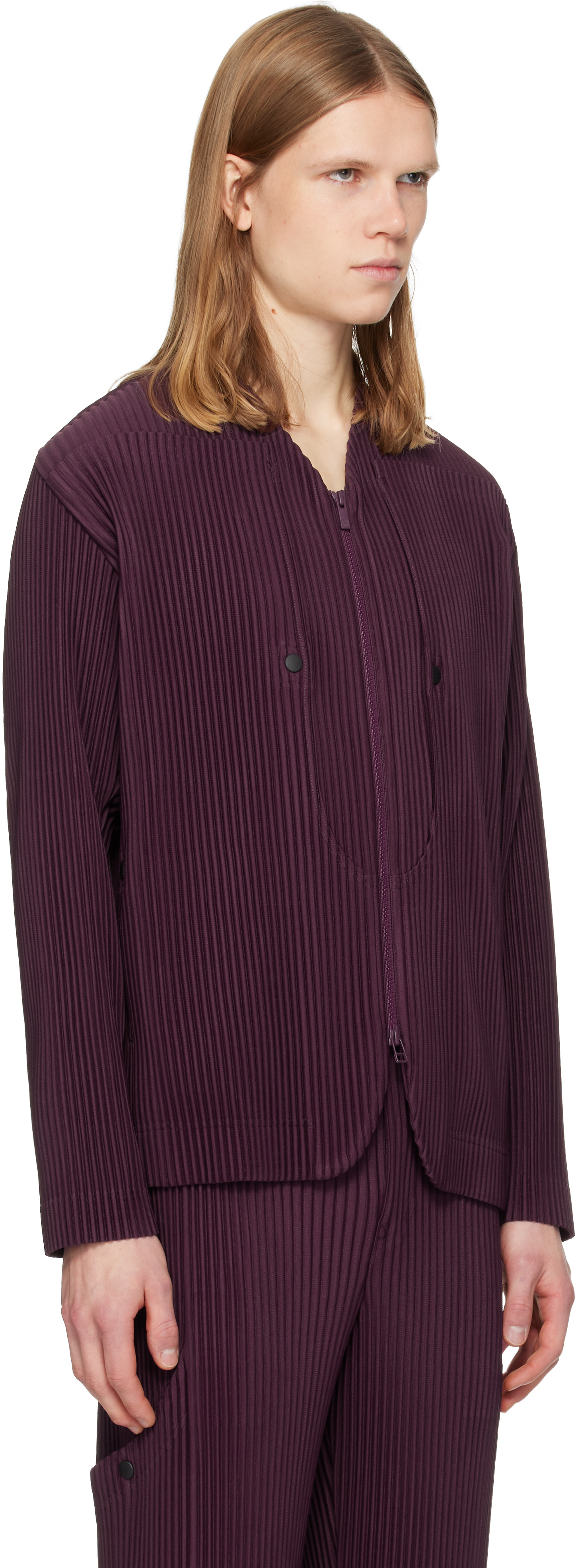 HOMME PLISSÉ ISSEY MIYAKE: Burgundy Quarry Jacket | SSENSE
