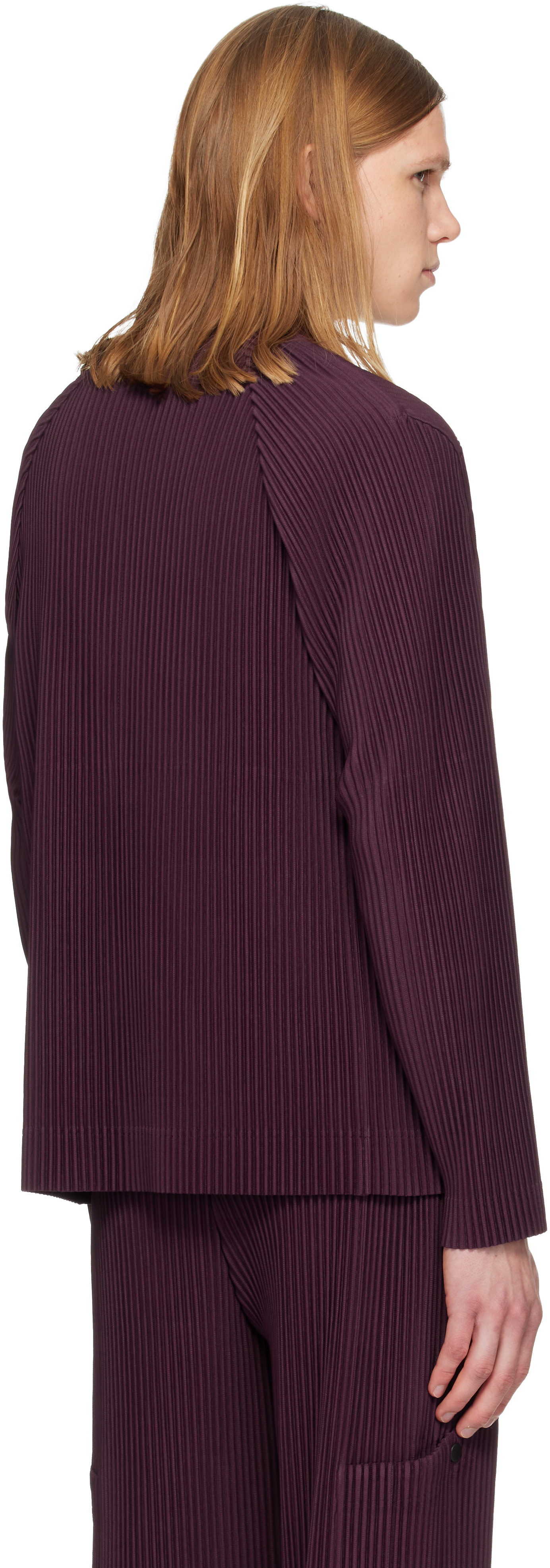 HOMME PLISSÉ ISSEY MIYAKE: Burgundy Quarry Jacket | SSENSE