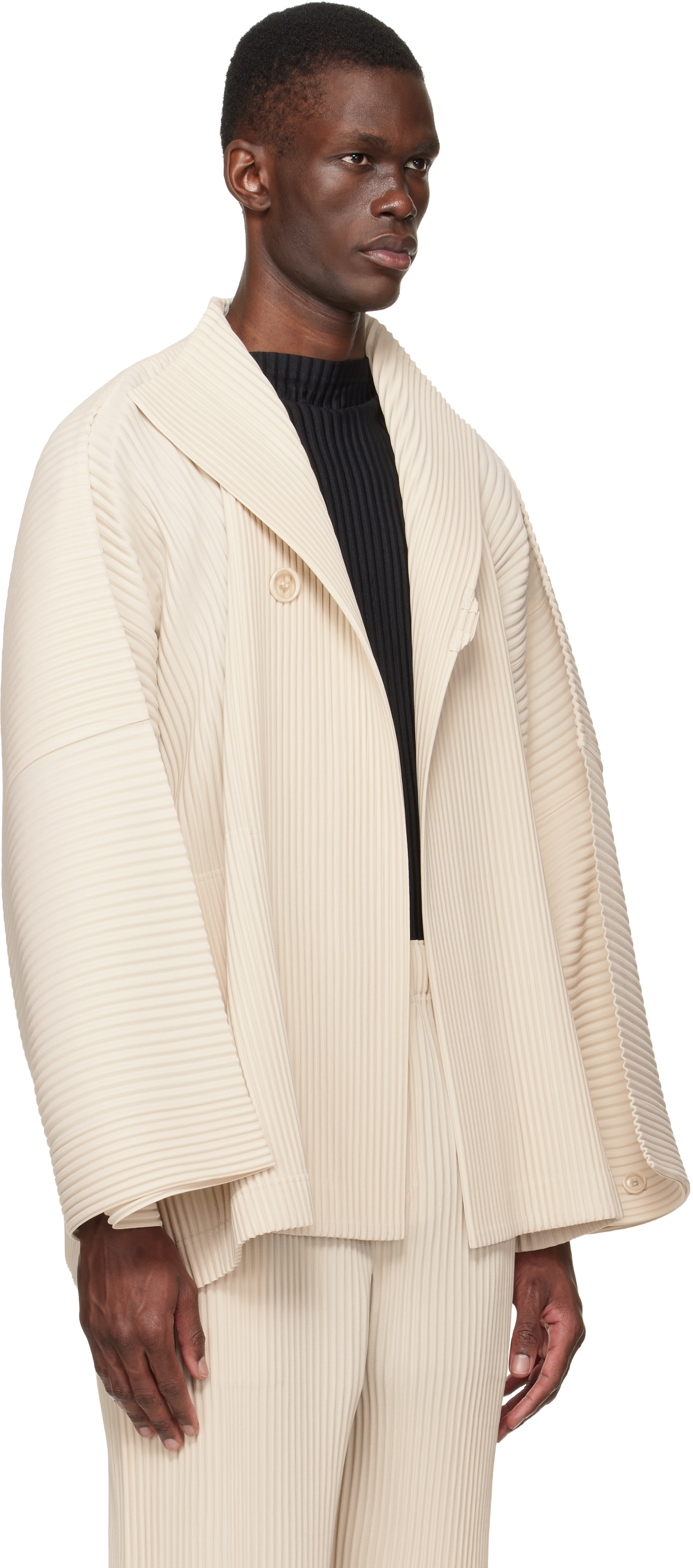 HOMME PLISSÉ ISSEY MIYAKE: Beige Wear Or Wrap Jacket | SSENSE