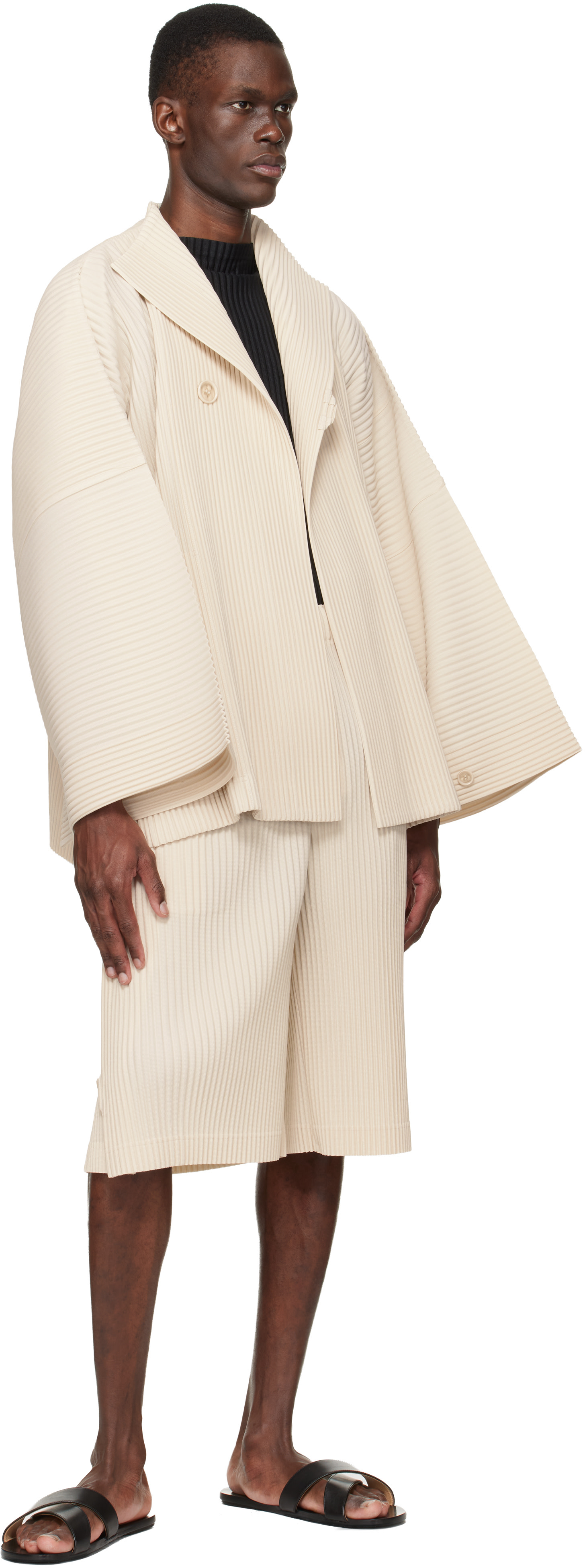 HOMME PLISSÉ ISSEY MIYAKE: Beige Wear Or Wrap Jacket | SSENSE
