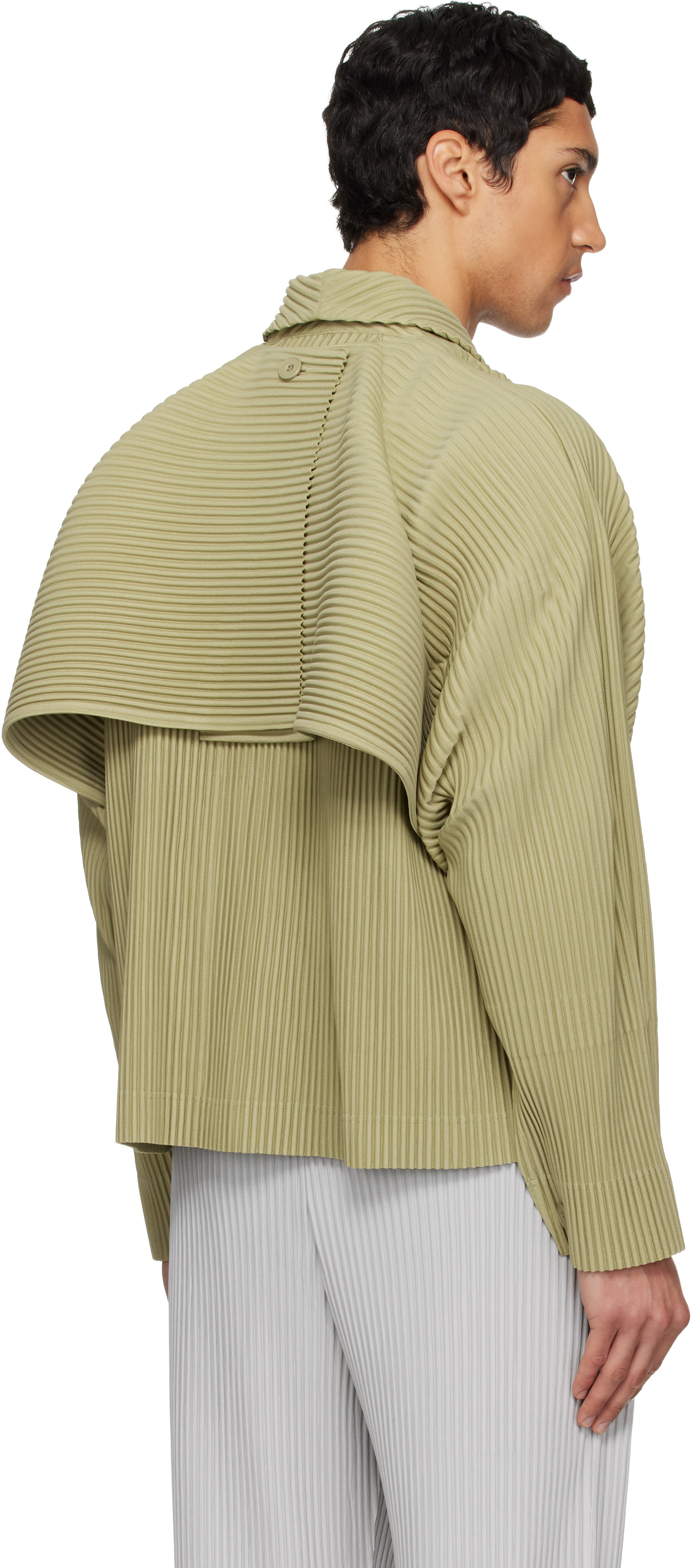 HOMME PLISSÉ ISSEY MIYAKE: Beige 'Cover and Fold' Jacket | SSENSE
