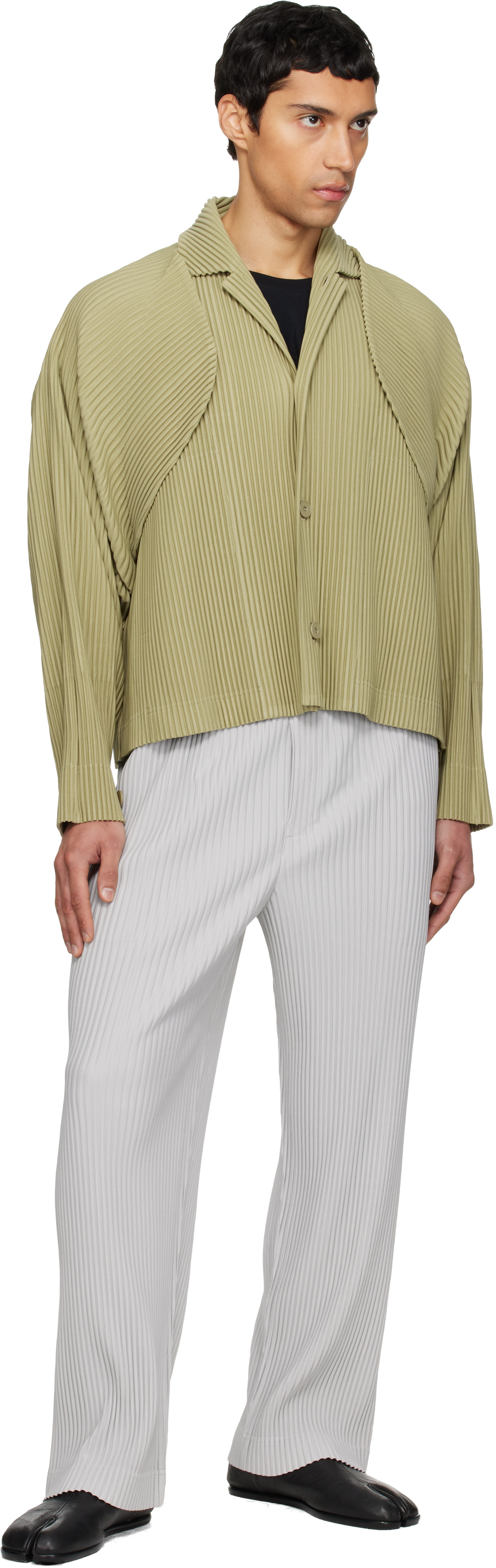 HOMME PLISSÉ ISSEY MIYAKE: Beige 'Cover and Fold' Jacket | SSENSE