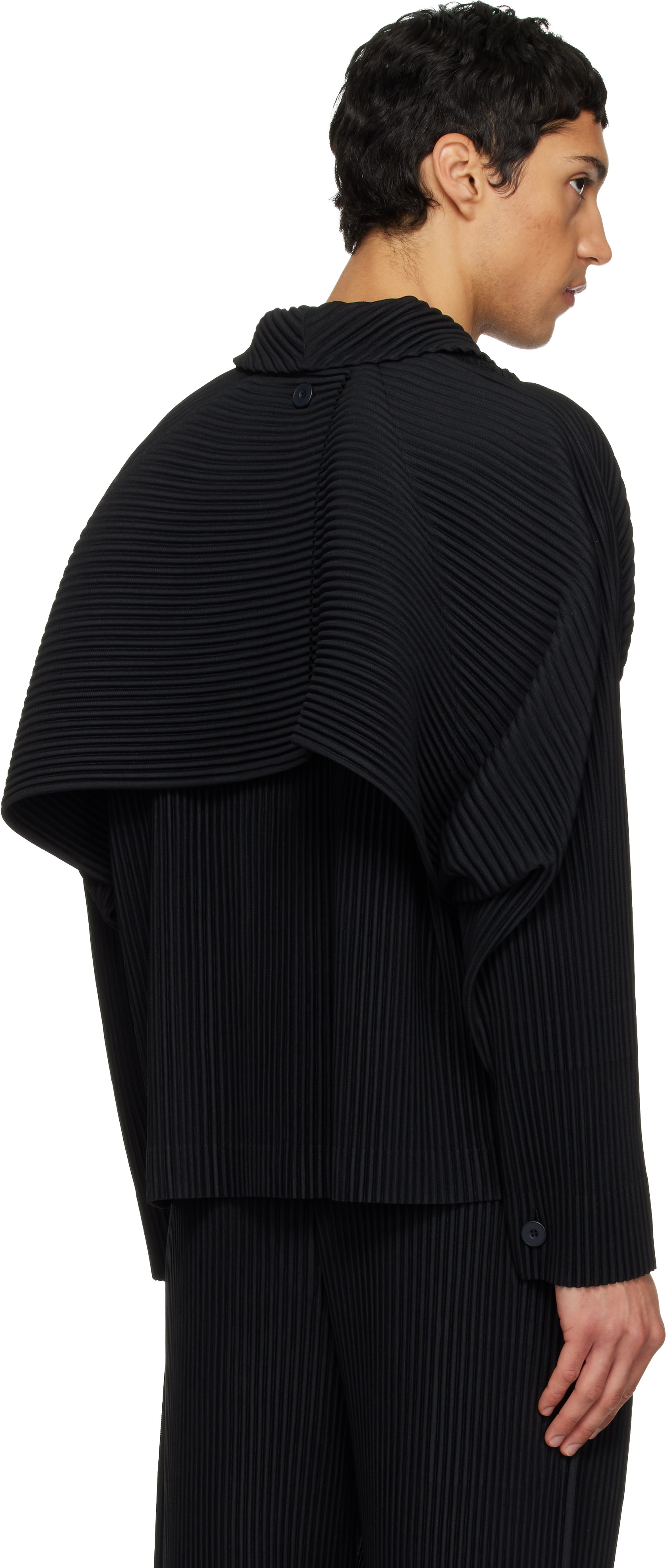 HOMME PLISSÉ ISSEY MIYAKE: Black 'Cover and Fold' Jacket | SSENSE
