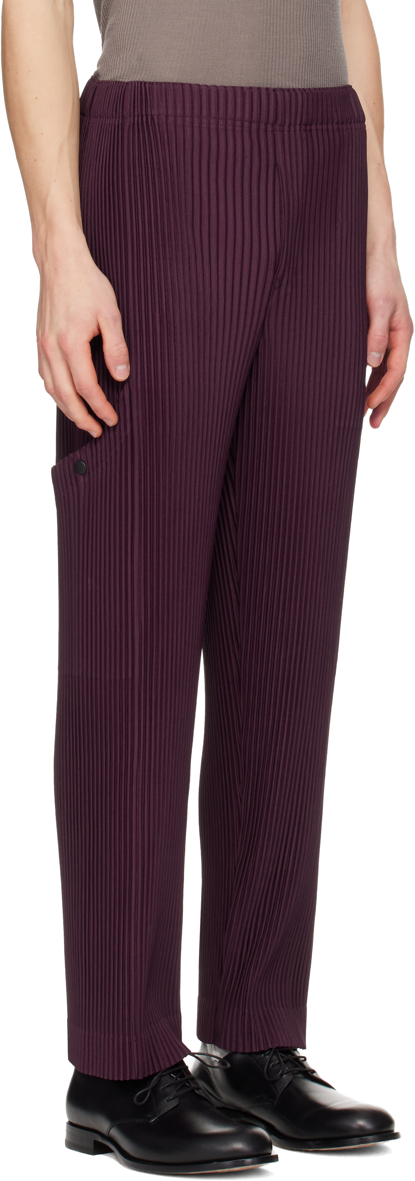 HOMME PLISSÉ ISSEY MIYAKE: Burgundy Quarry Trousers | SSENSE